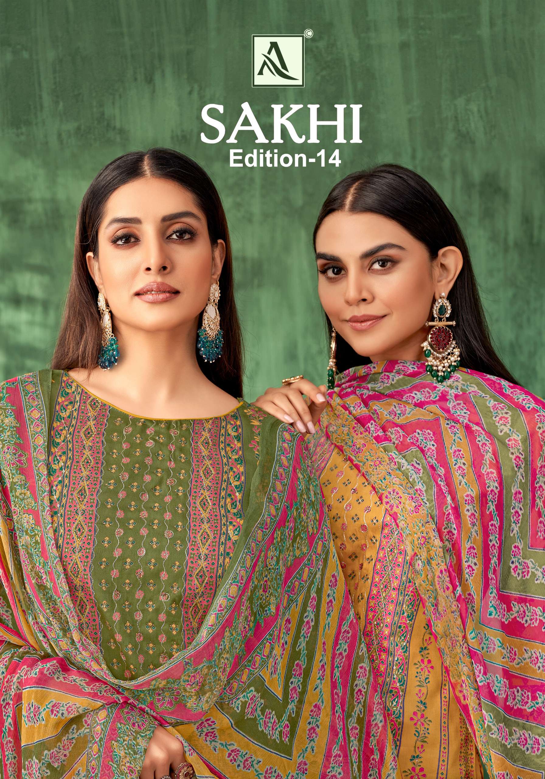 SAKHI VOL-14 BY ALOK SUIT 1748-001 TO 1748-004 SERIES ZAM PRINT WORK DRESSES