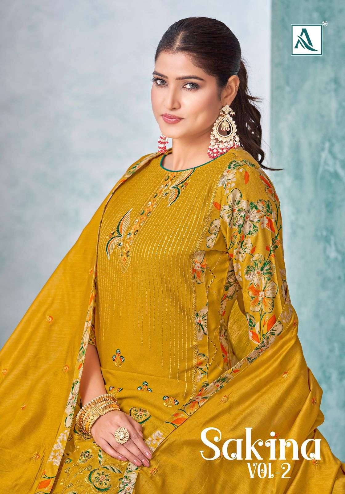 SAKINA VOL-2 BY ALOK SUIT 1762-001 TO 1762-004 SERIES VISCOSE RAYON WORK DRESSES 