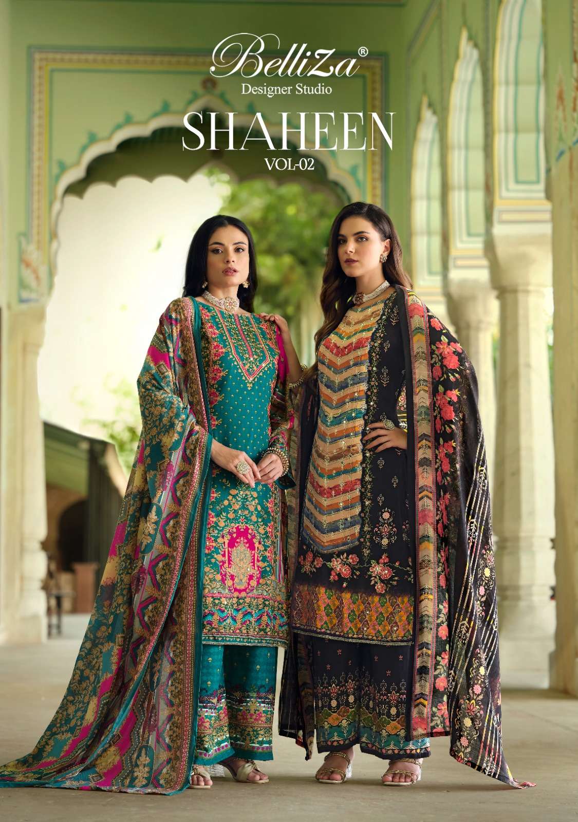 SHAHEEN VOL-2 BY BELLIZA 1016-001 TO 1016-008 SERIES RYON VISCOSE WORK DRESSES