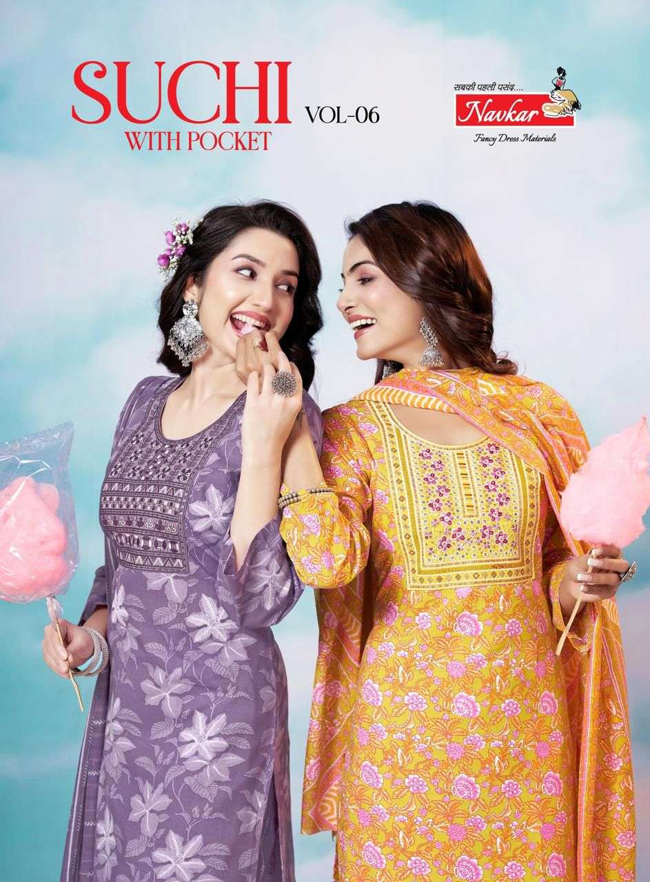 SUCHI VOL-6 BY NAVKAR 6001 TO 6008 SERIES COTTON WORK READYMADE DRESSES