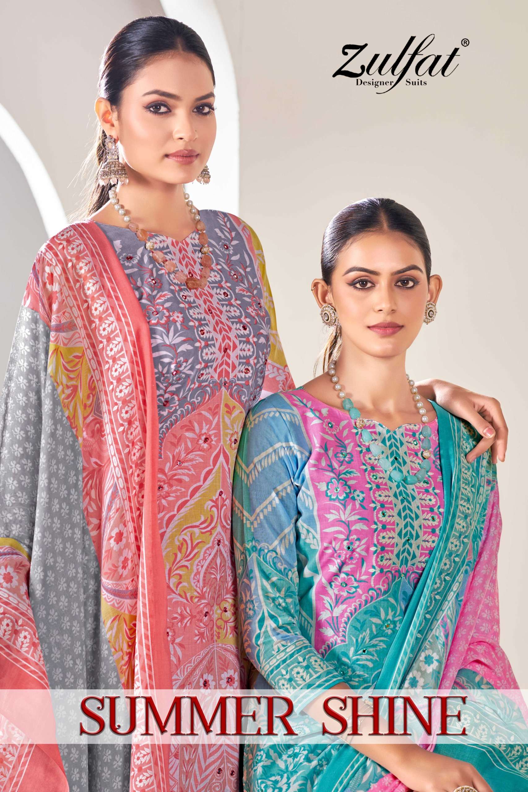 SUMMER SHINE BY ZULFAT 629-001 TO 629-006 SERIES COTTON PRINT WORK DRESSES