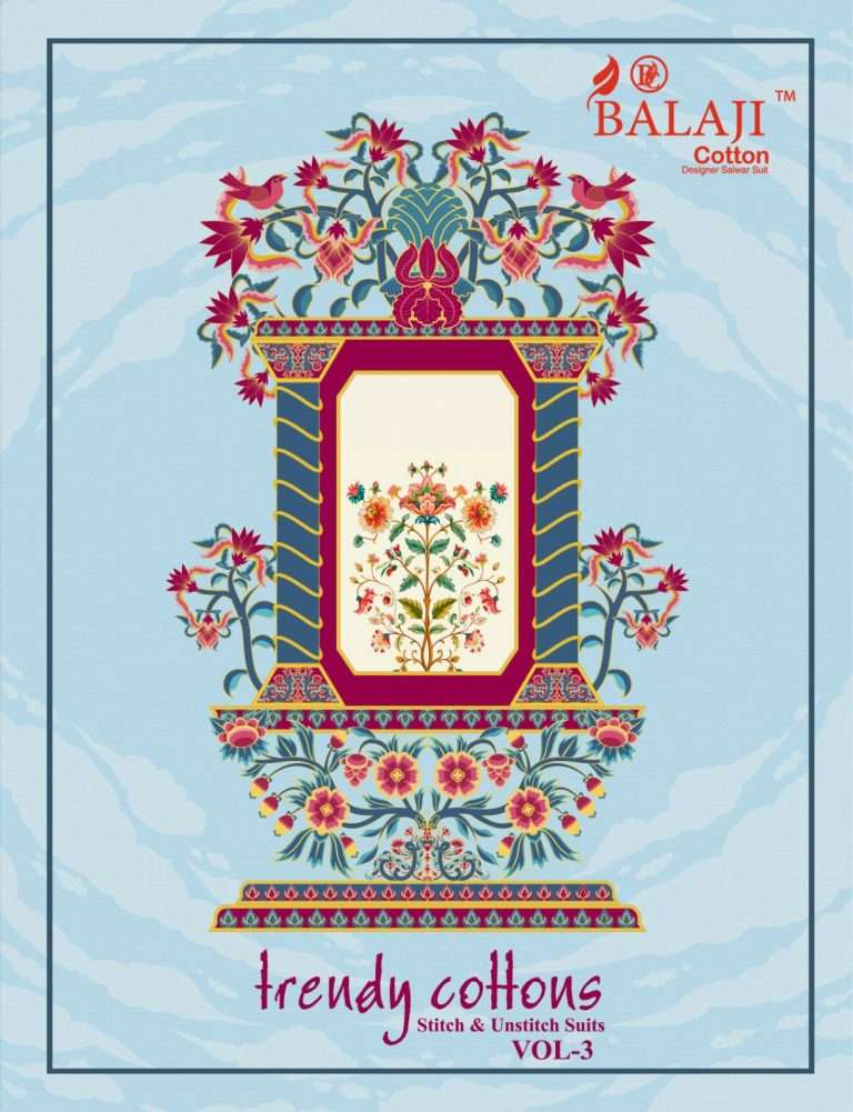 TRENDY COTTONS VOL-3 BY BALAJI COTTON 3001 TO 3012 SERIES COTTON PRINT DRESSES