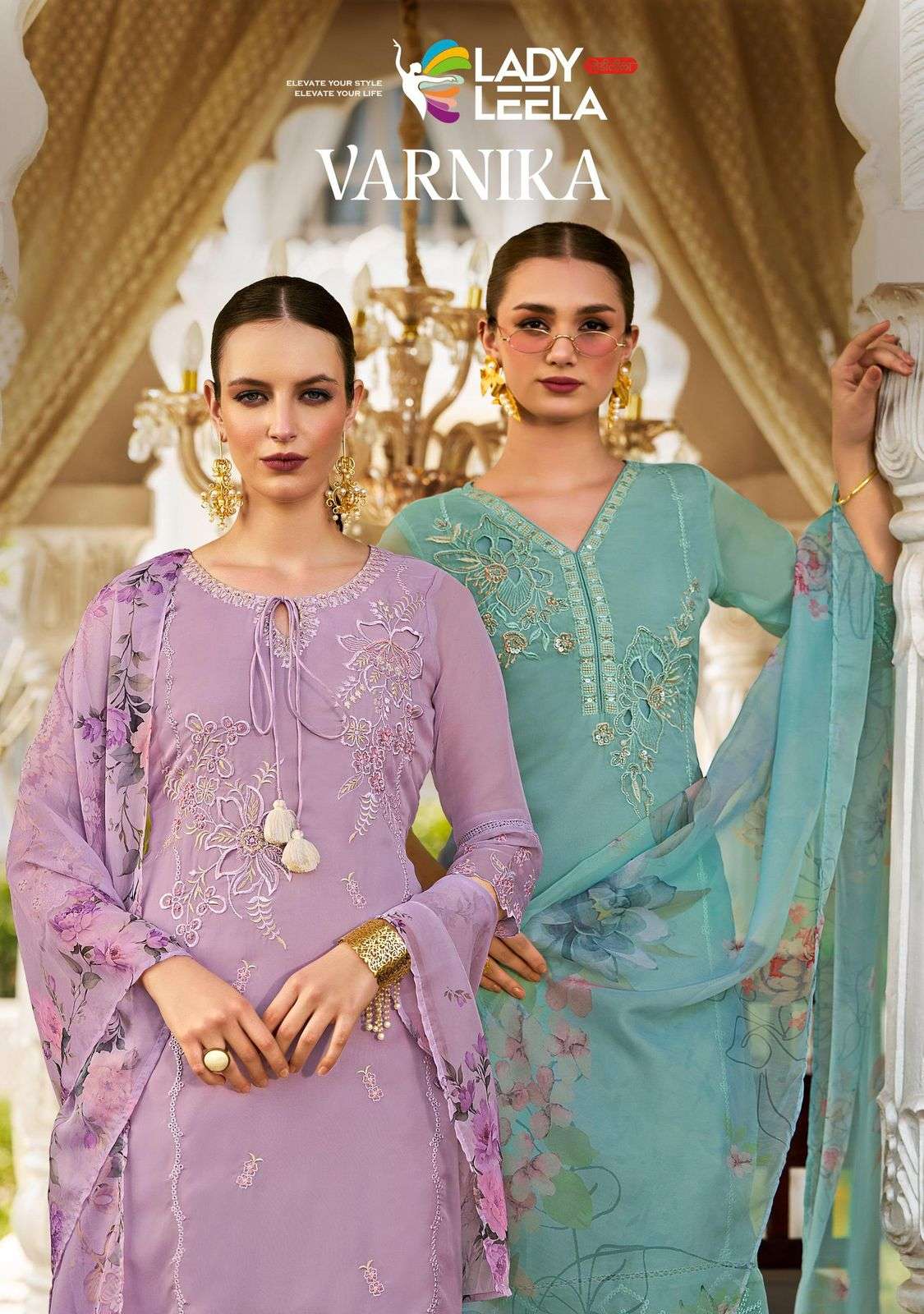 VARNIKA BY LADY LEELA 1001 TO 1006 SERIES ORGANZA WORK READYMADE DRESSES