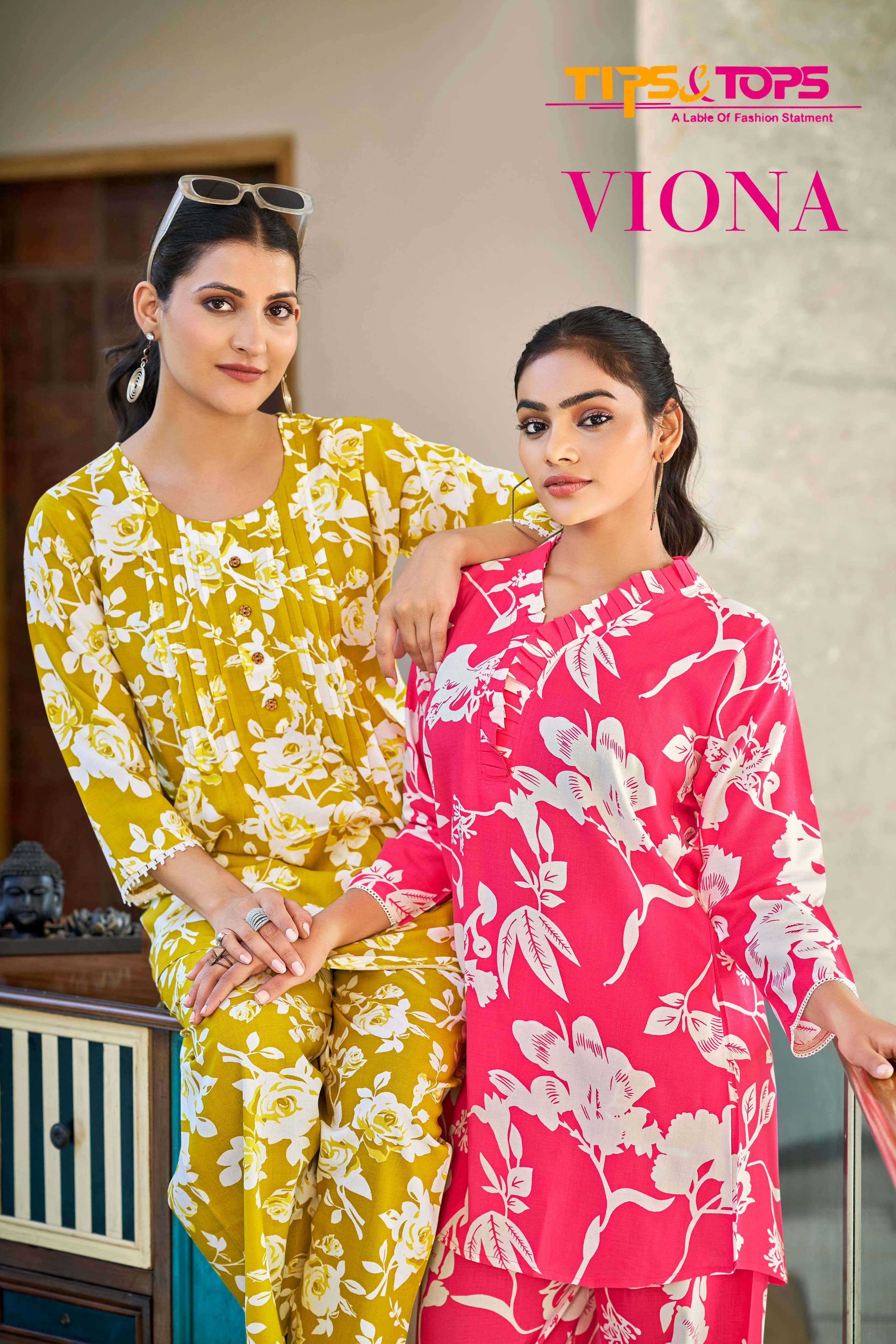 VIONA BY TIPS & TOPS 1001 TO 1006 SERIES RAYON PRINT CO-ORD SET