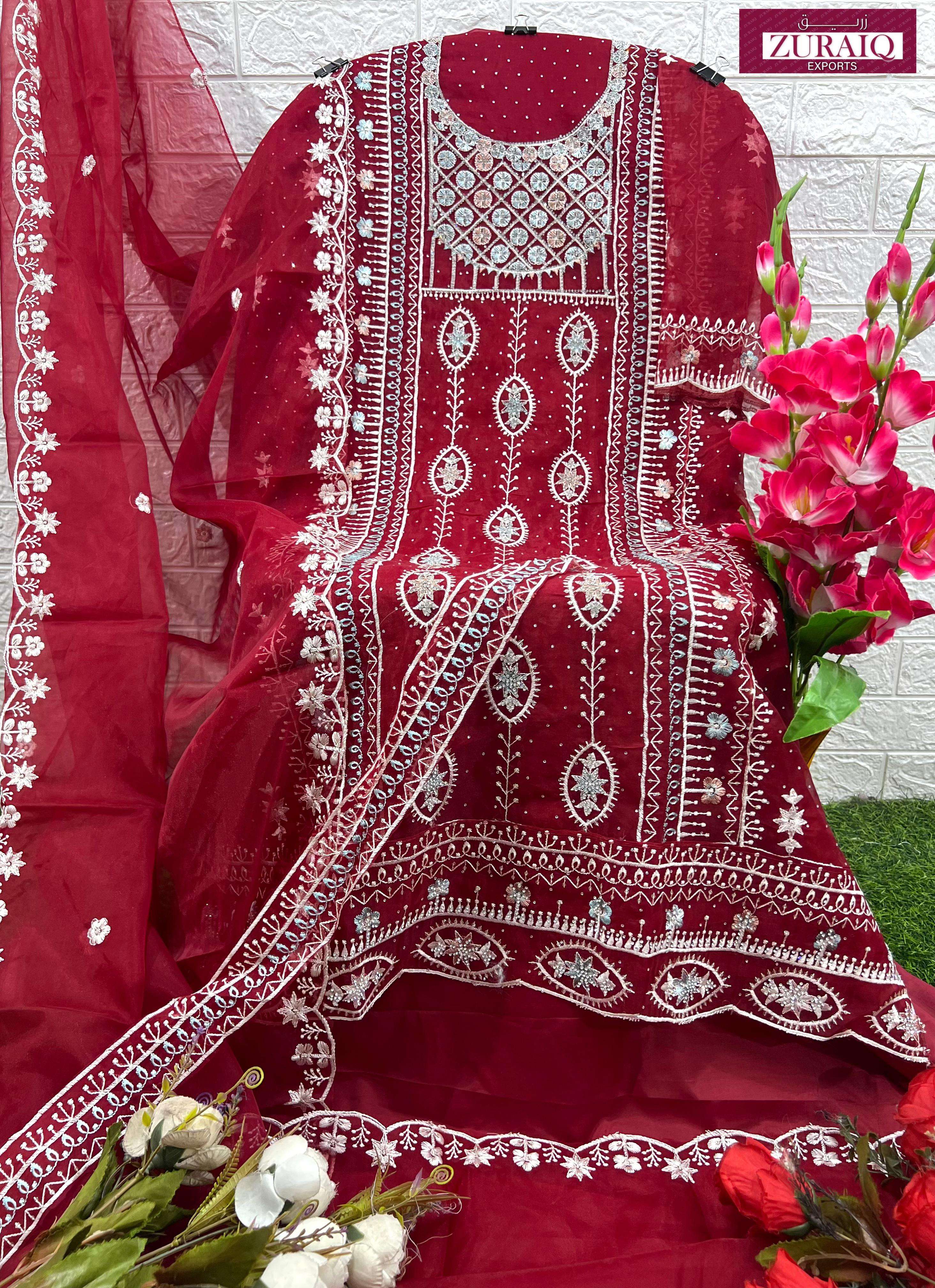 ZURAIQ 114-A TO 114-D SERIES ORGANZA EMBROIDERY WORK DRESSES