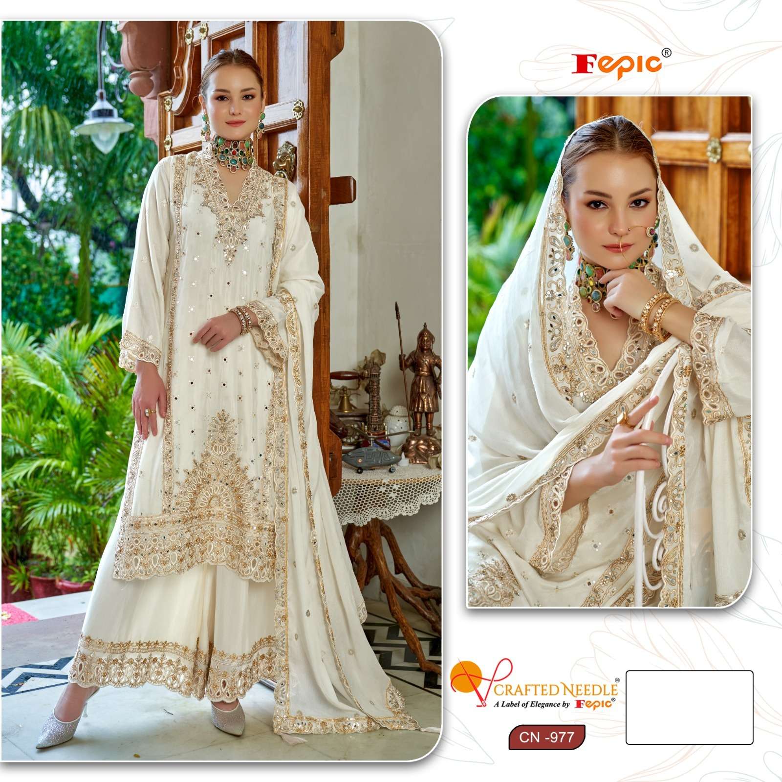 .CN-977 COLOURS BY FEPIC 977-A TO 977-C SERIES CHINON WORK PAKISTANI DRESSES