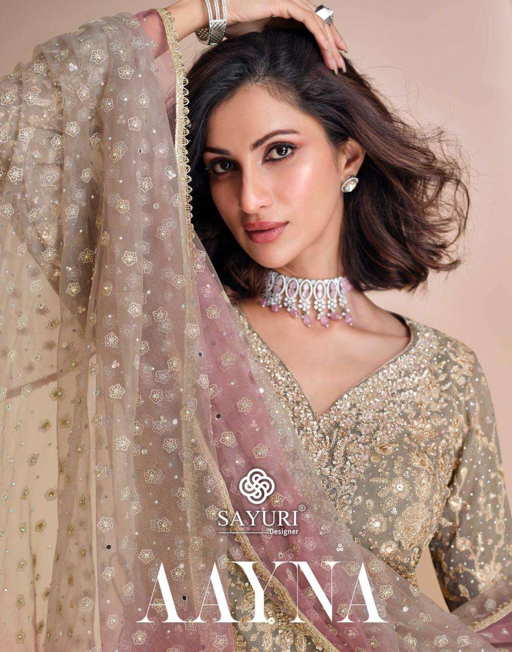 AAYNA BY SAYURI 5671 TO 5673 SERIES GEORGETTE HEAVY WORK READYMADE DRESSES