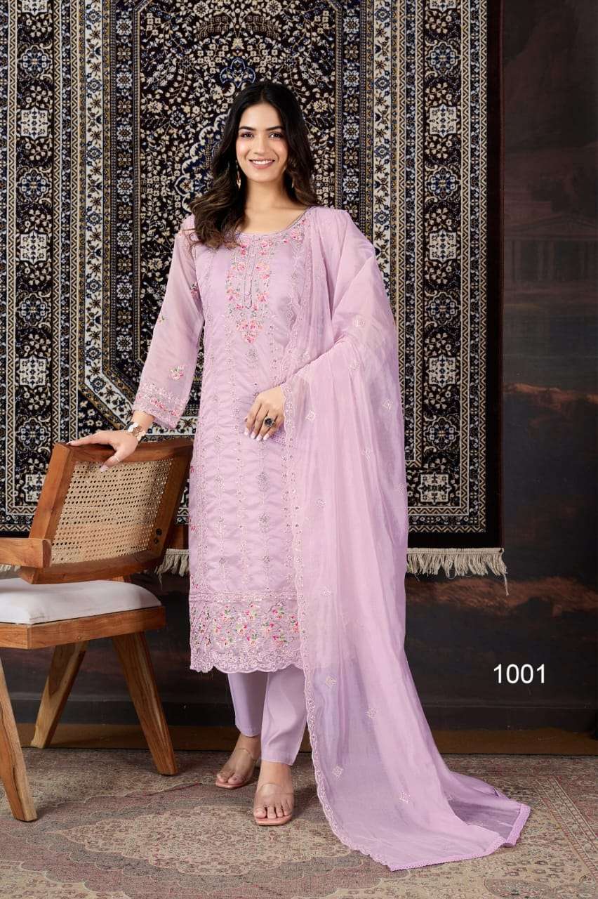 ATIA BY AQSAWHOLESALE 1001 TO 1004 SERIES ORGANZA WORK READYMADE DRESSES