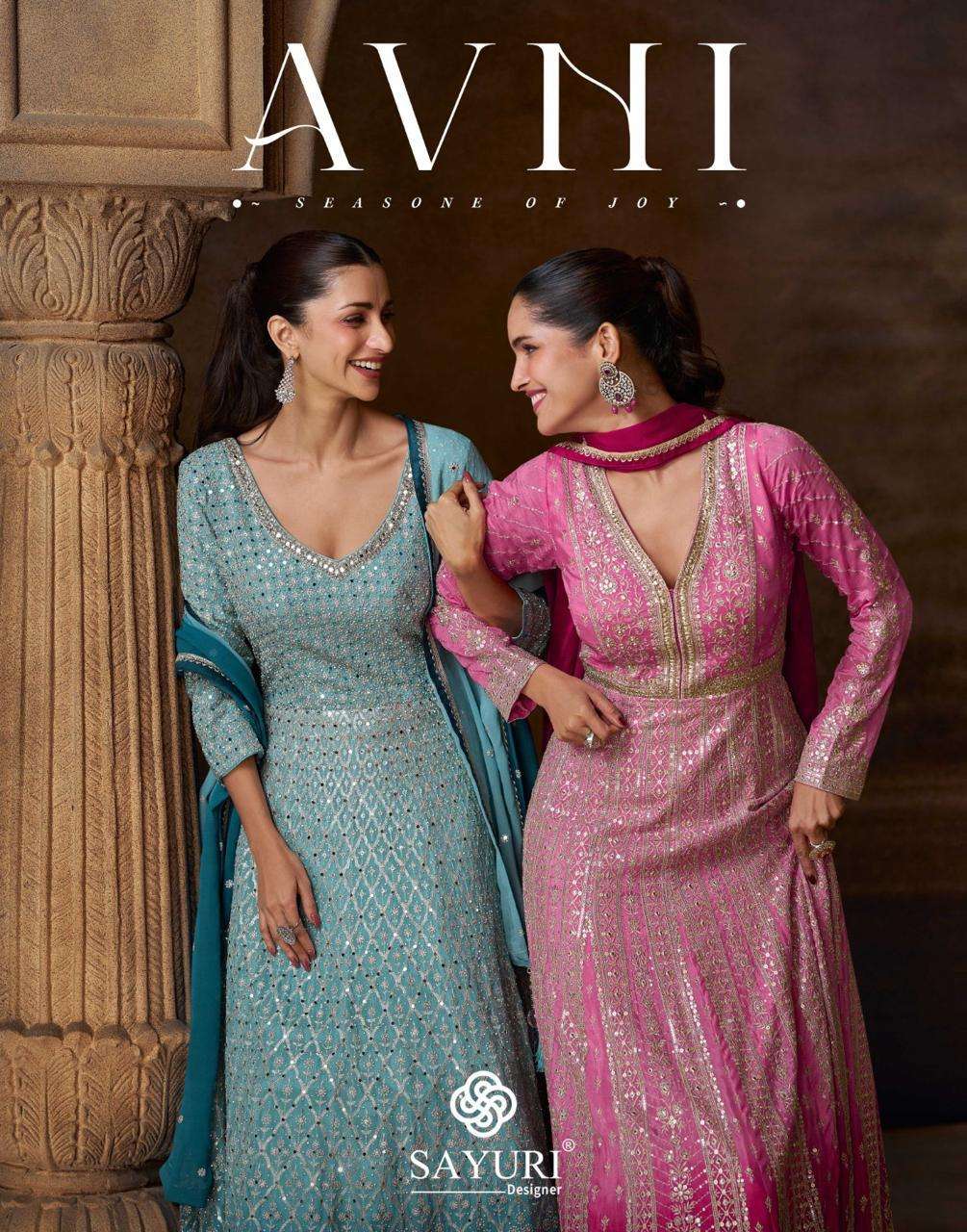 AVNI BY SAYURI 5784 TO 5786 SERIES CHINON SILK WORK GOWN & DUPATTAS