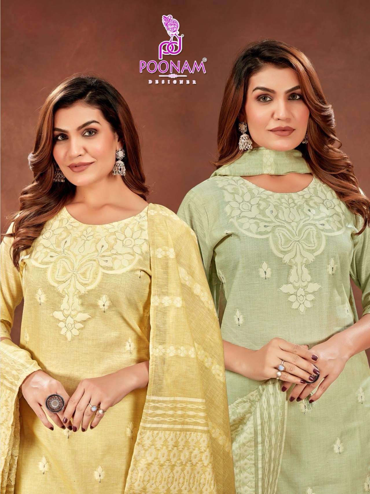 COTTON CANDY BY POONAM DESIGNER COTTON JACQUARD WORK READYMADE DRESSES