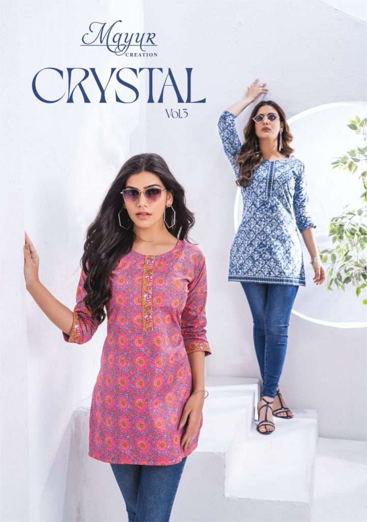 CRYSTAL VOL3 BY MAYUR CREATION 3001 TO 3012 SERIES COTTON PRINT TUNICS