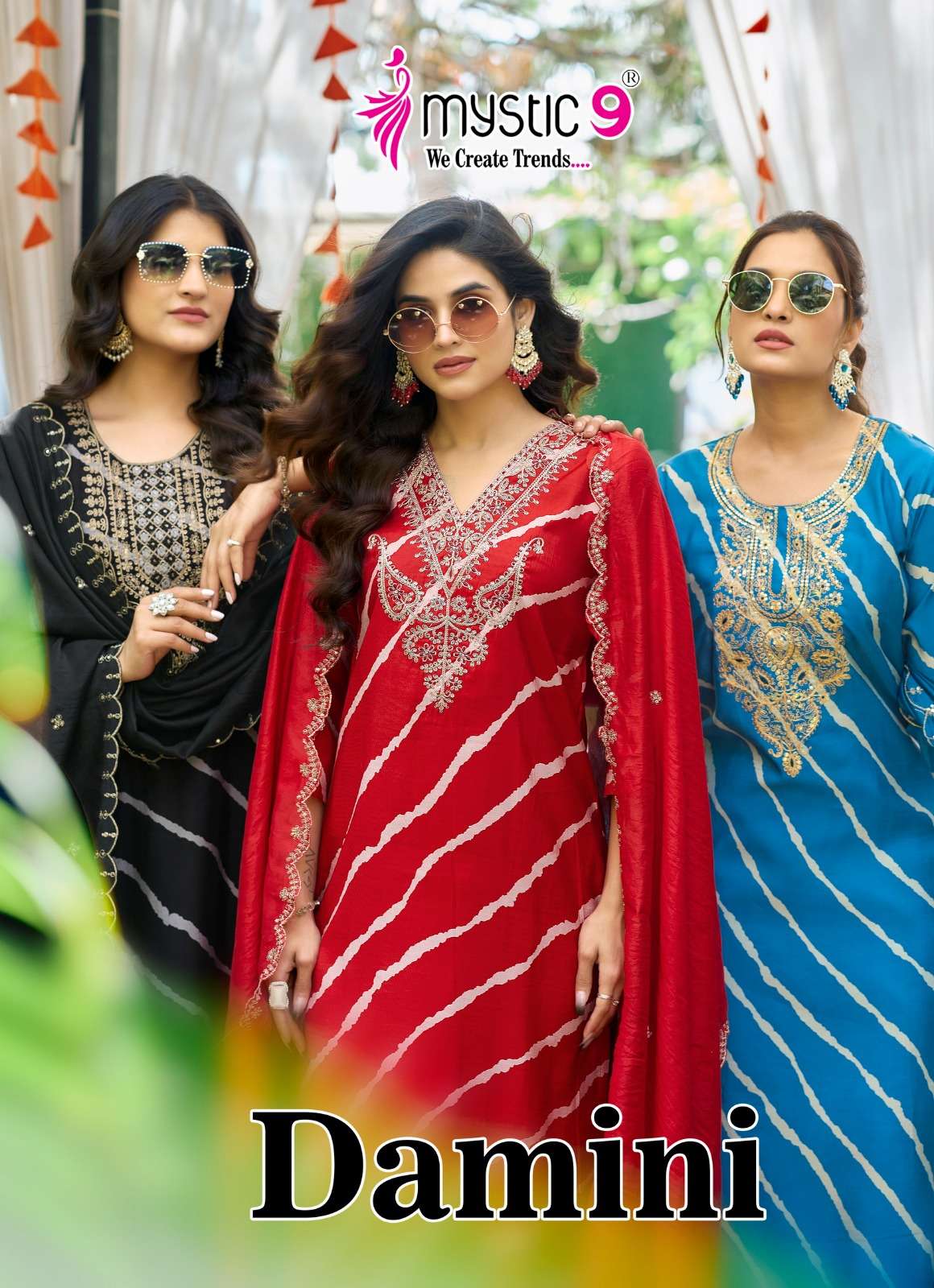 DAMINI BY MYSTIC9 1001 TO 1008 SERIES ROMAN SILK WORK READYMADE DRESSES