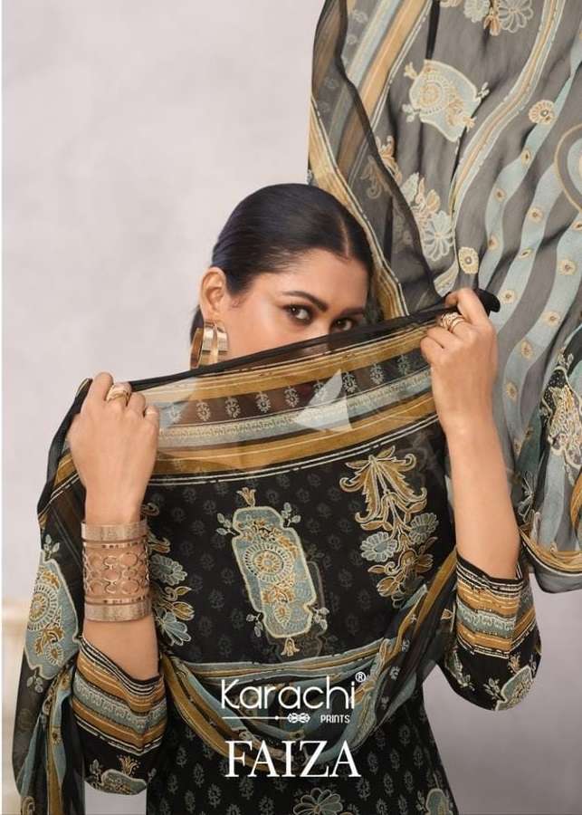FAIZA BY KARACHI PRINTS 86001 TO 86004 SERIES COTTON PRINT WORK DRESSES