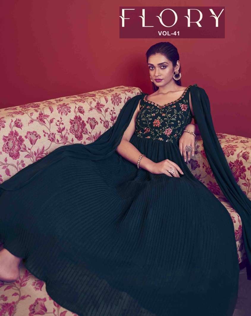 FLORY VOL-41 BY SHUBHKALA 4971 TO 4974 SERIES GEORGETTE WORK GOWN & DUPATTAS