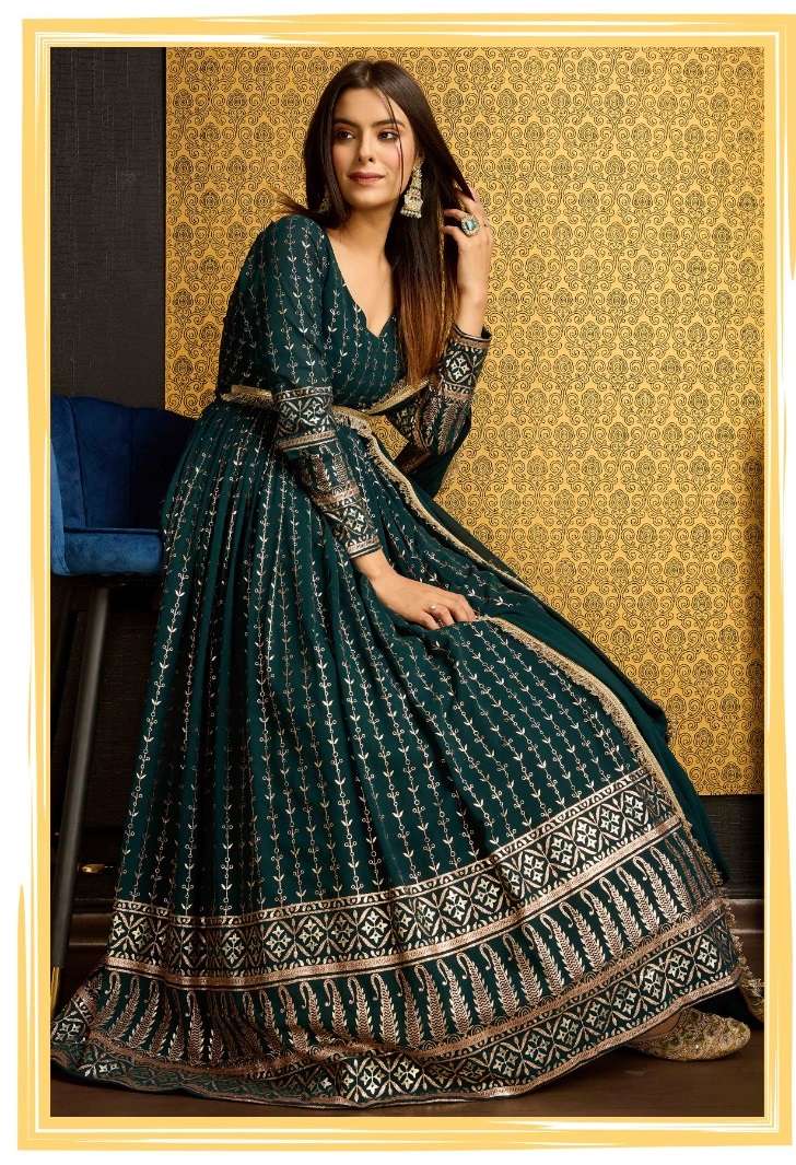 FLORY VOL-44 BY SHUBHKALA 5001 TO 5005 SERIES GEORGETTE WORK GOWN & DUPATTAS
