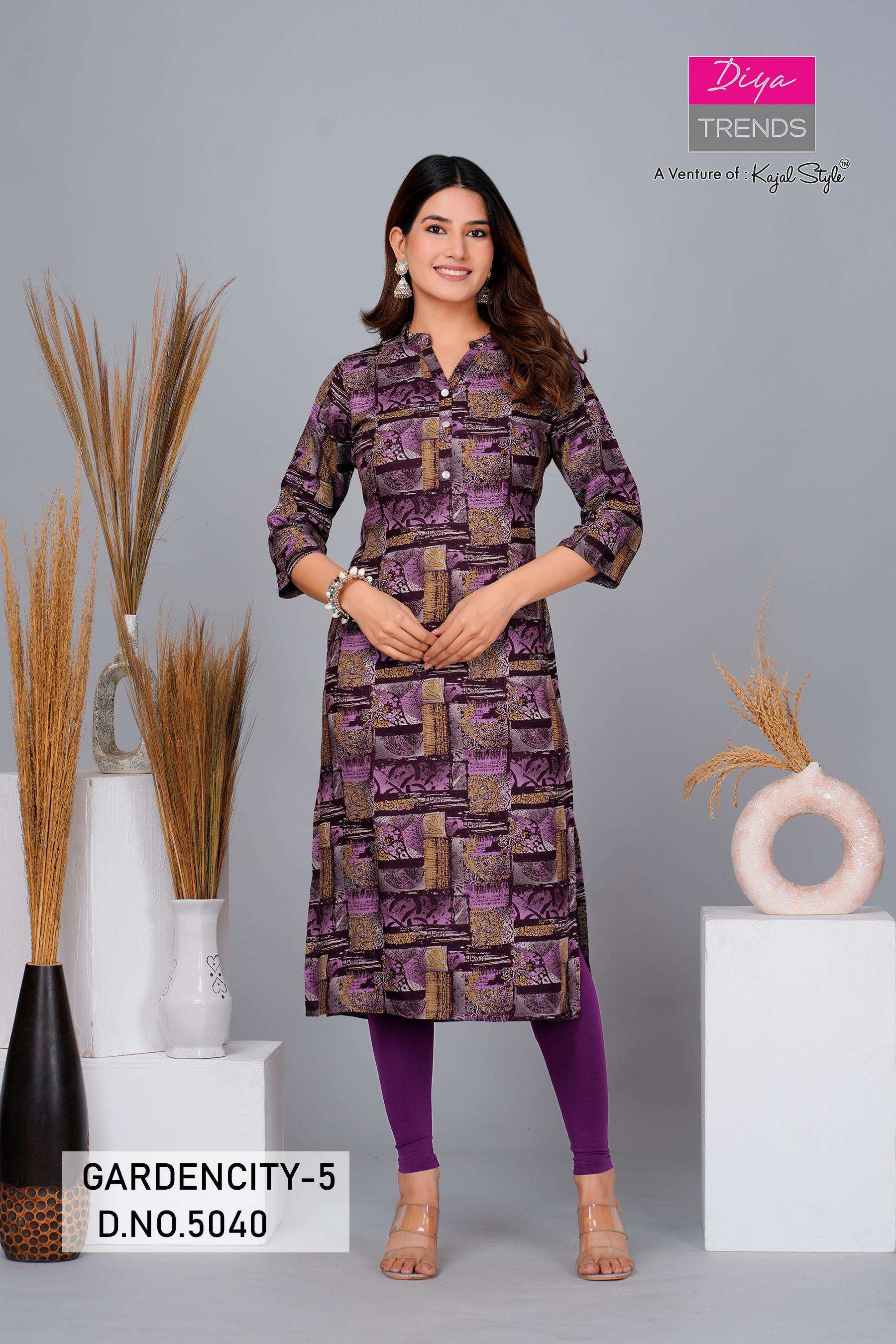 GARDENCITY VOL-5 BY DIYA TRENDS 5045 TO 5070 SERIES RAYON PRINT KURTIS