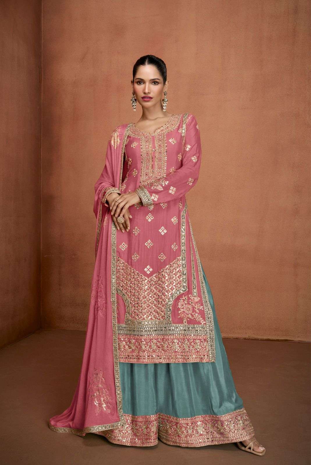 HIMANI BY GULKAYRA 7529-A TO 7529-C SERIES CHINON WORK READYMADE DRESSES