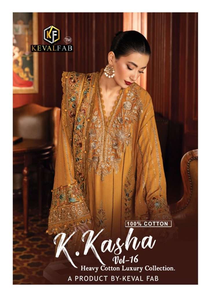 K.KASHA VOL-16 BY KEVAL FAB 16001 TO 16006 SERIES COTTON PRINT DRESSES