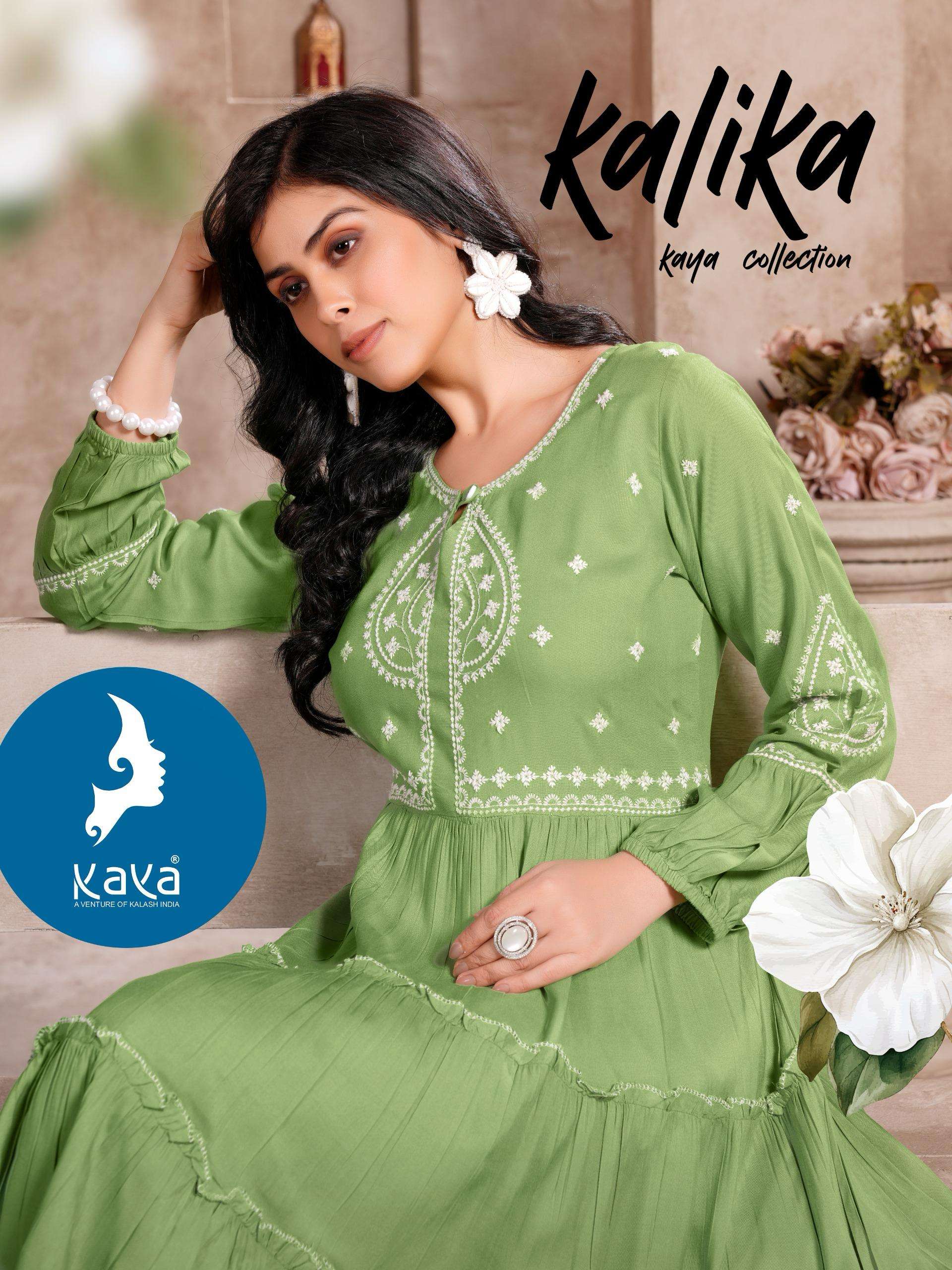 KALIKA BY KAYA 01 TO 06 SERIES RAYON EMBROIDERY WORK KURTIS