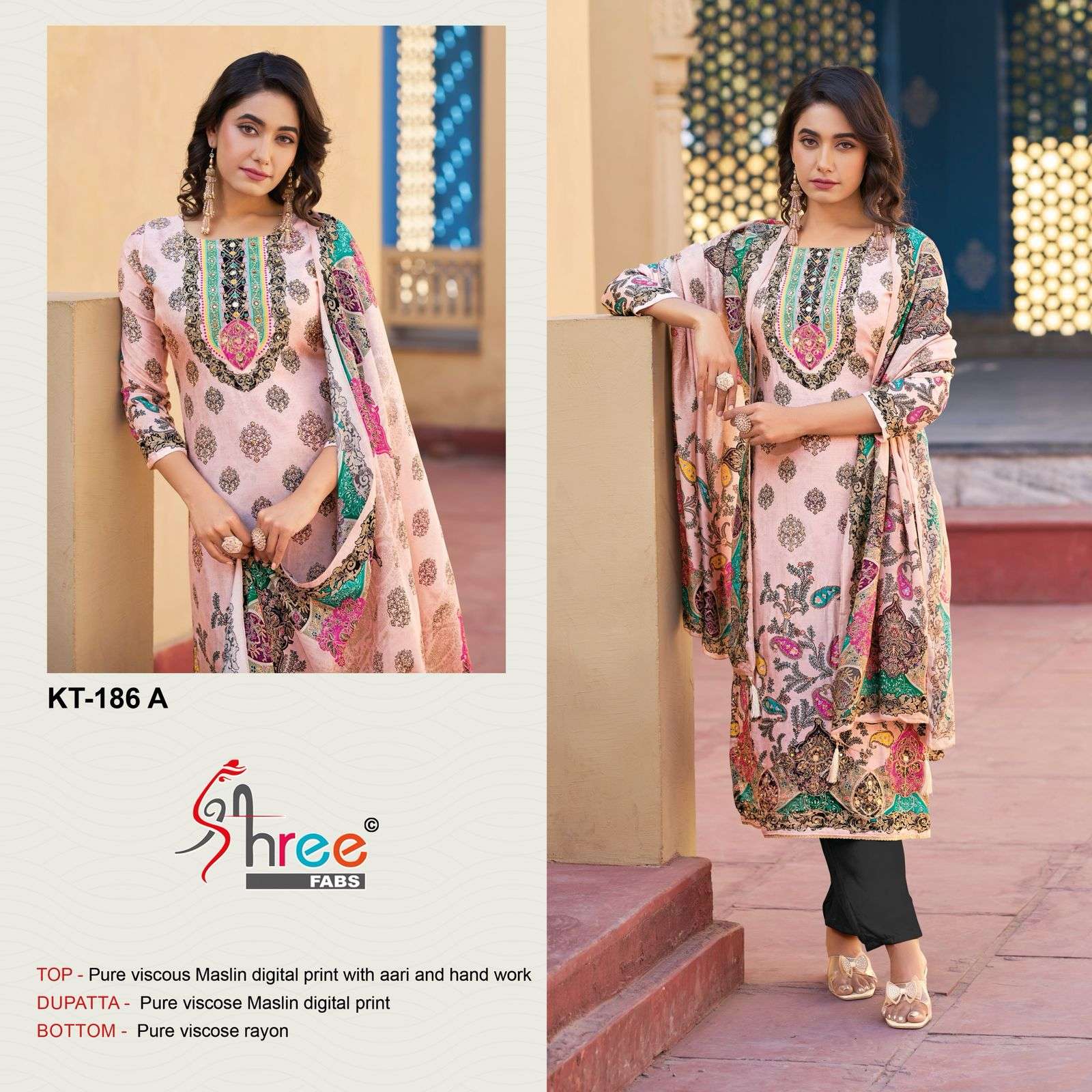 KT-186 COLOURS BY SHREE FABS VISCOSE MUSLIN WORK PAKISTANI DRESSES