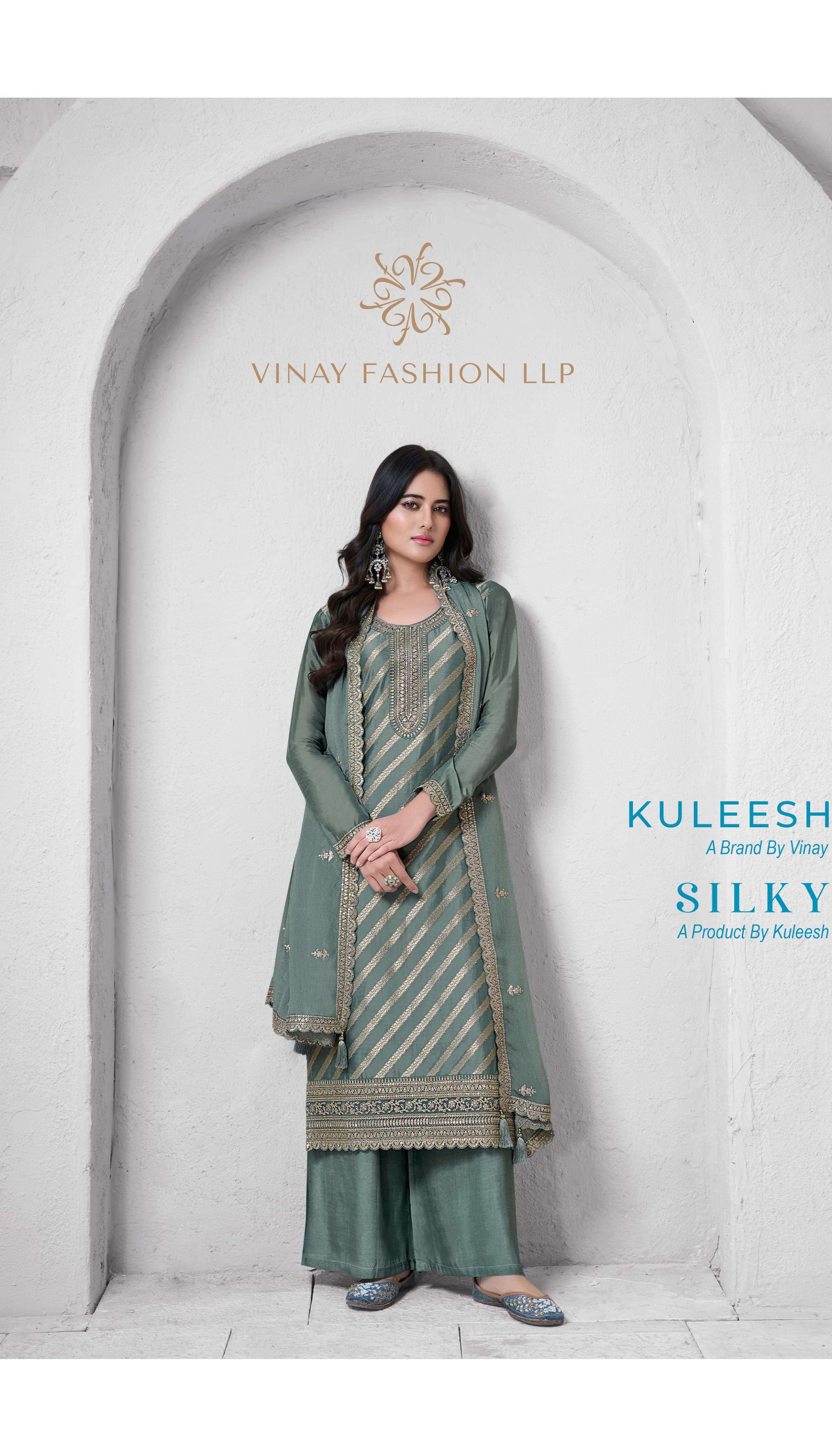 KULEESH SILKY BY VINAY FASHION 69901 TO 69904 SERIES SILK JACQUARD WORK DRESSES