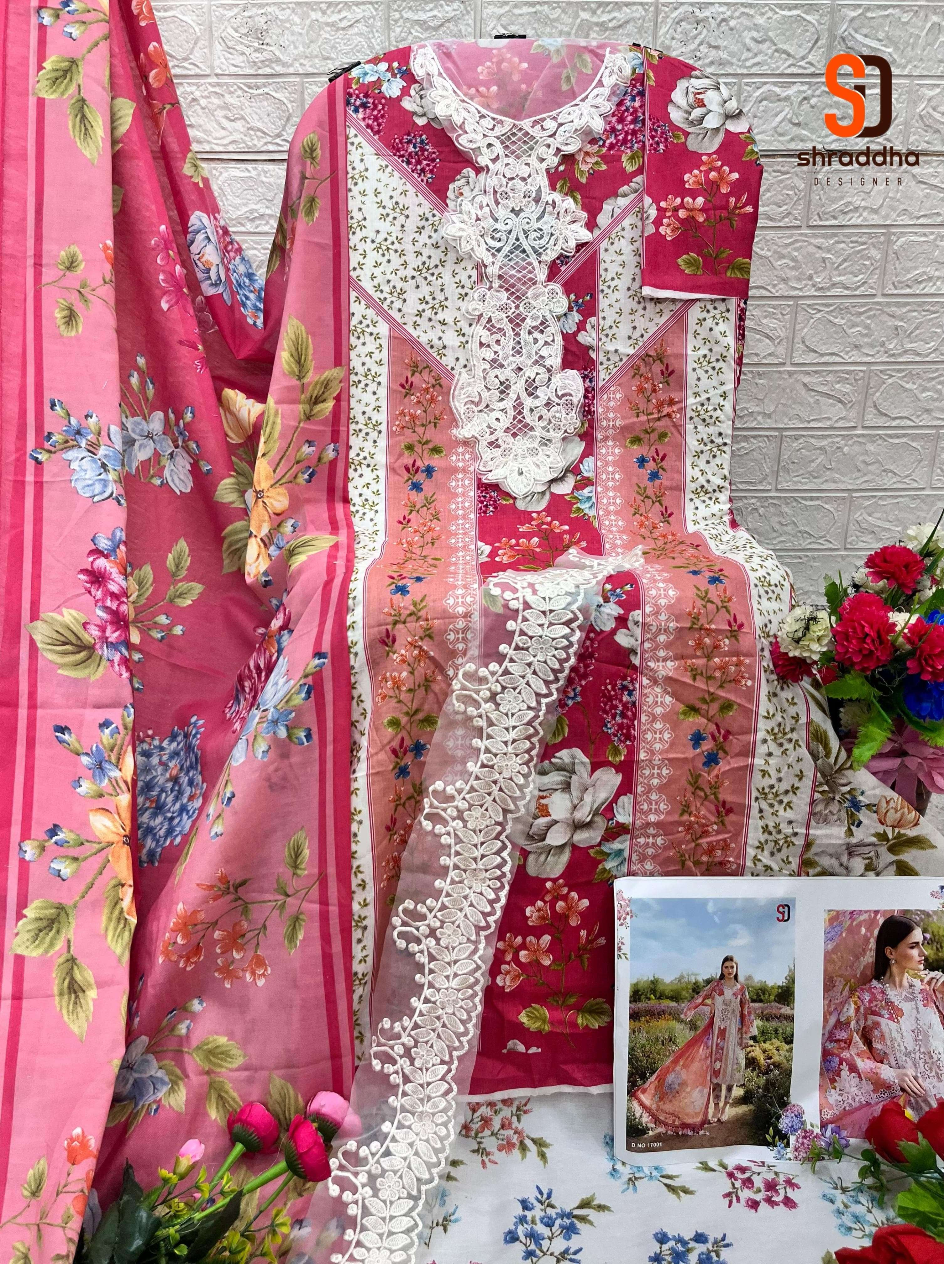 M.PRINT VOL-17 BY SHRADDHA DESIGNER 17001 TO 17004 SERIES COTTON WORK DRESSES