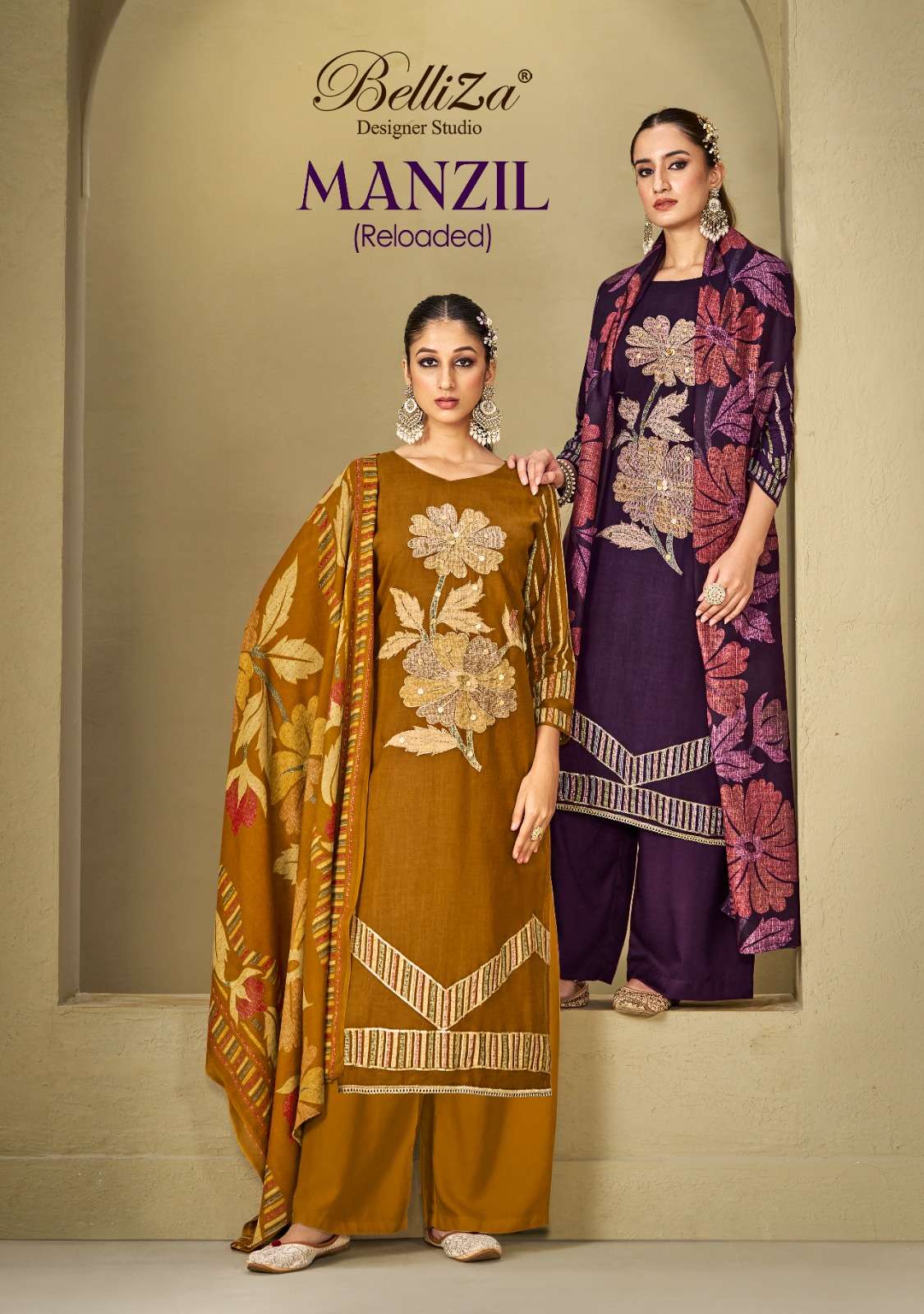 MANZIL BY BELLIZA 1039-001 TO 1039-006 SERIES VISCOSE RAYON WORK DRESSES