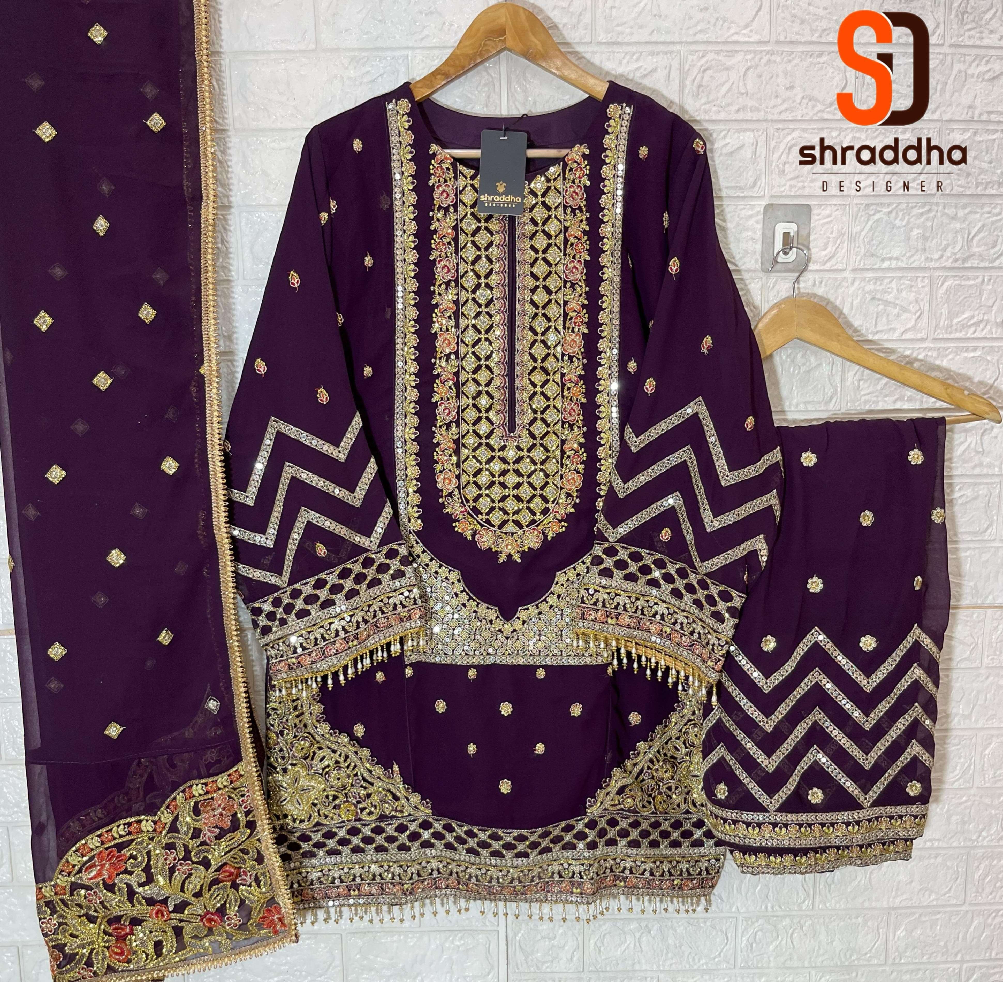 MR-1020 COLOURS BY MUSHK GEORGETTE EMBROIDERY WORK READYMADE DRESSES