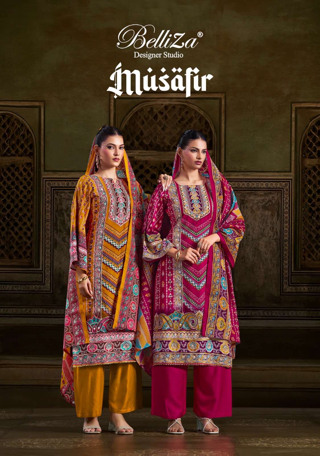 MUSAFIR BY BELLIZA 1042-001 TO 1042-006 SERIES VISCOSE RAYON WORK DRESSES