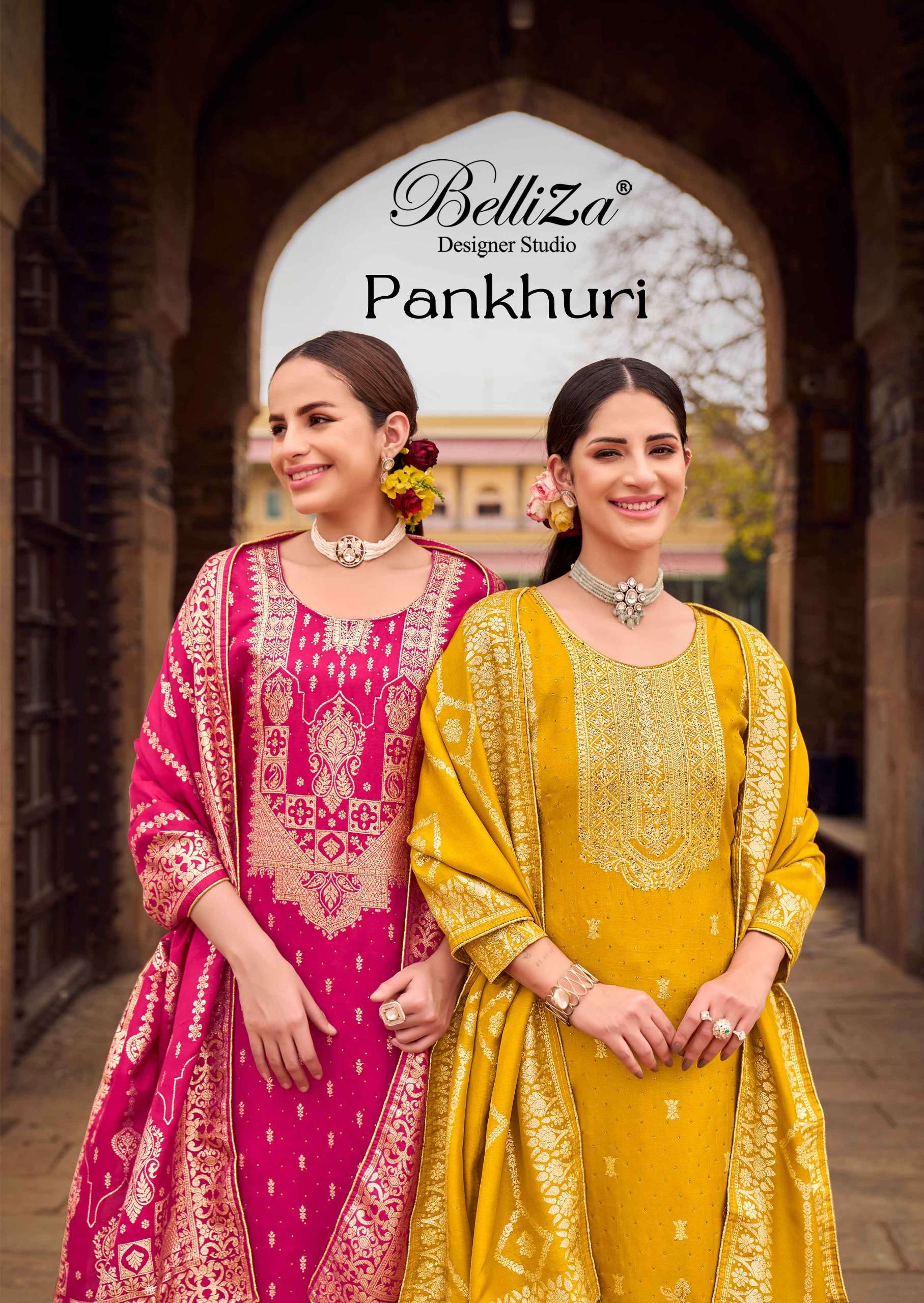 PANKHURI BY BELLIZA 814-001 TO 814-006 SERIES DOLA SILK WORK DRESSES