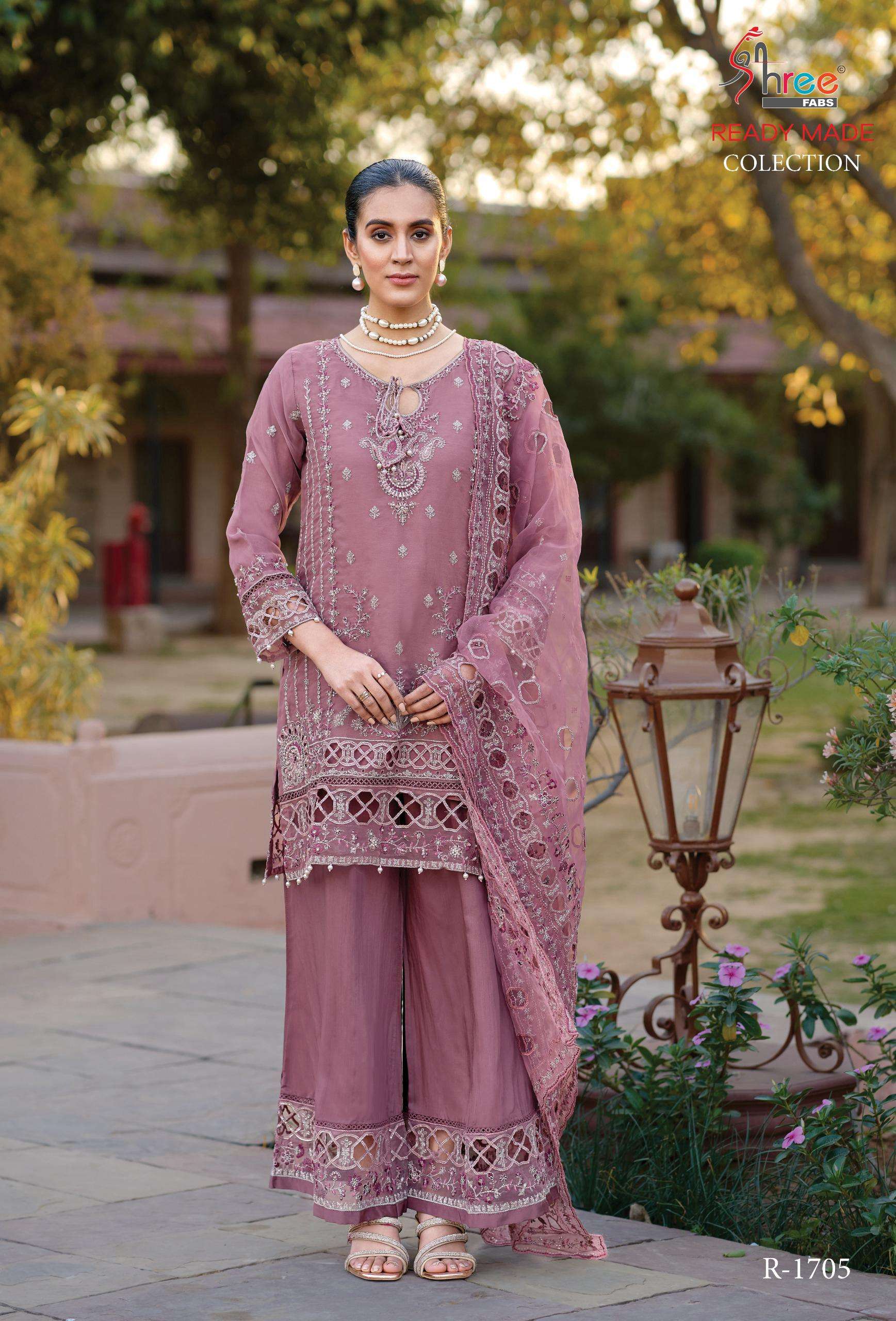 R-1705 COLOURS BY SHREE FABS 1705-A TO 1705-D SERIES JIMMY-CHOO SILK READYMADE DRESSES