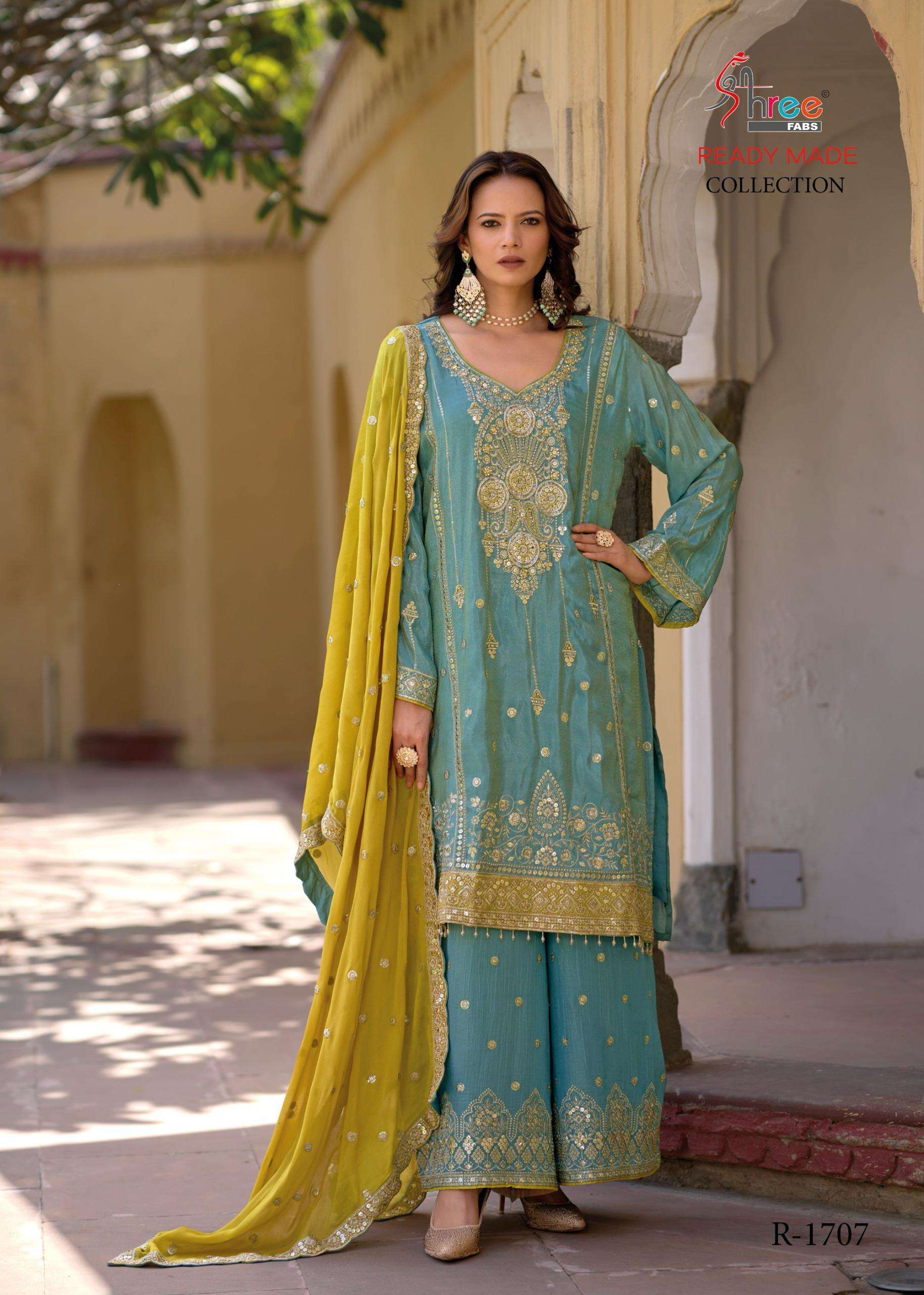 R-1707 COLOURS BY SHREE FABS 1707-A TO 1707-D SERIES VISCOSE WORK READYMADE DRESSES