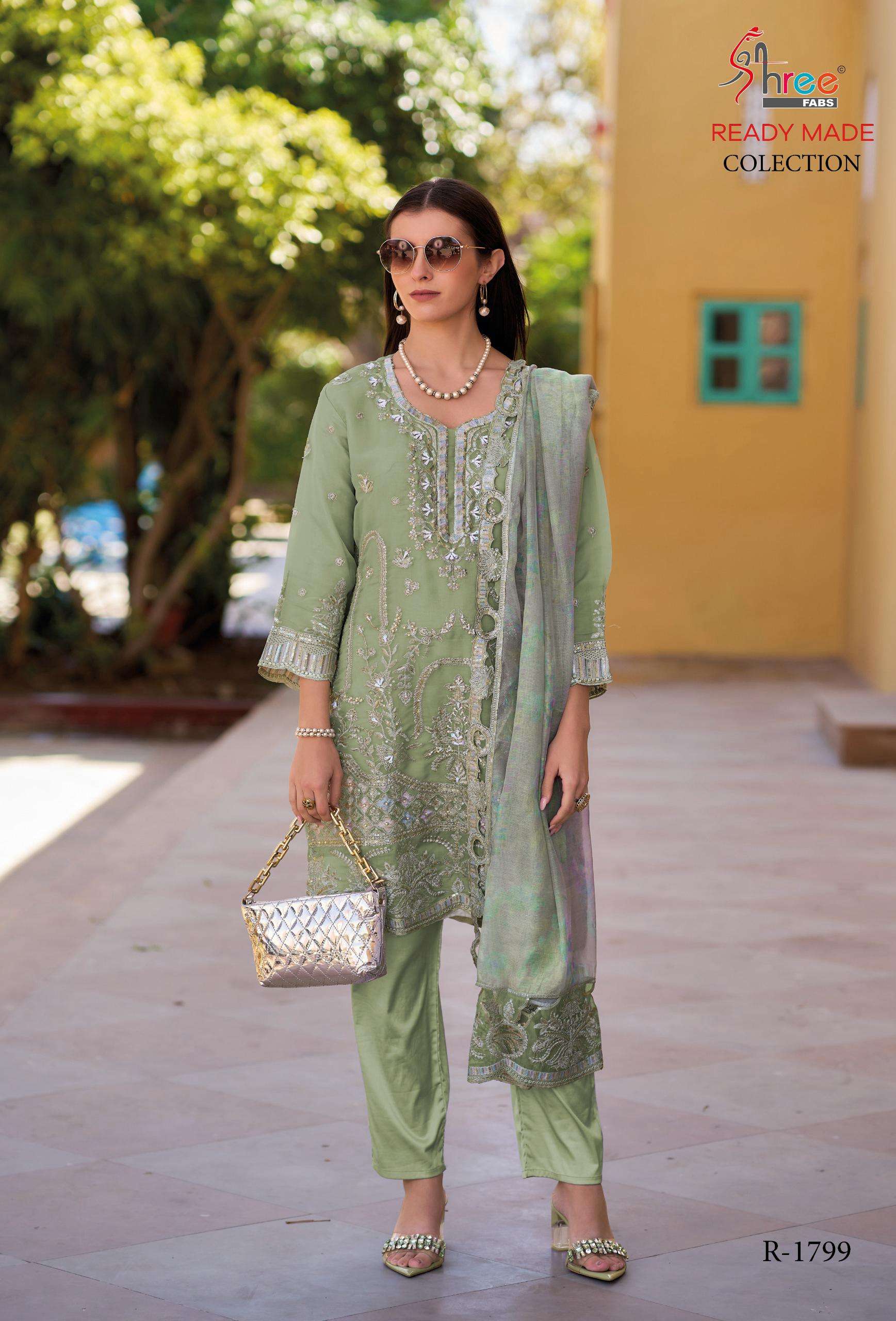 R-1799 COLOURS BY SHREE FABS 1799-A TO 1799-D SERIES ORGANZA READYMADE DRESSES
