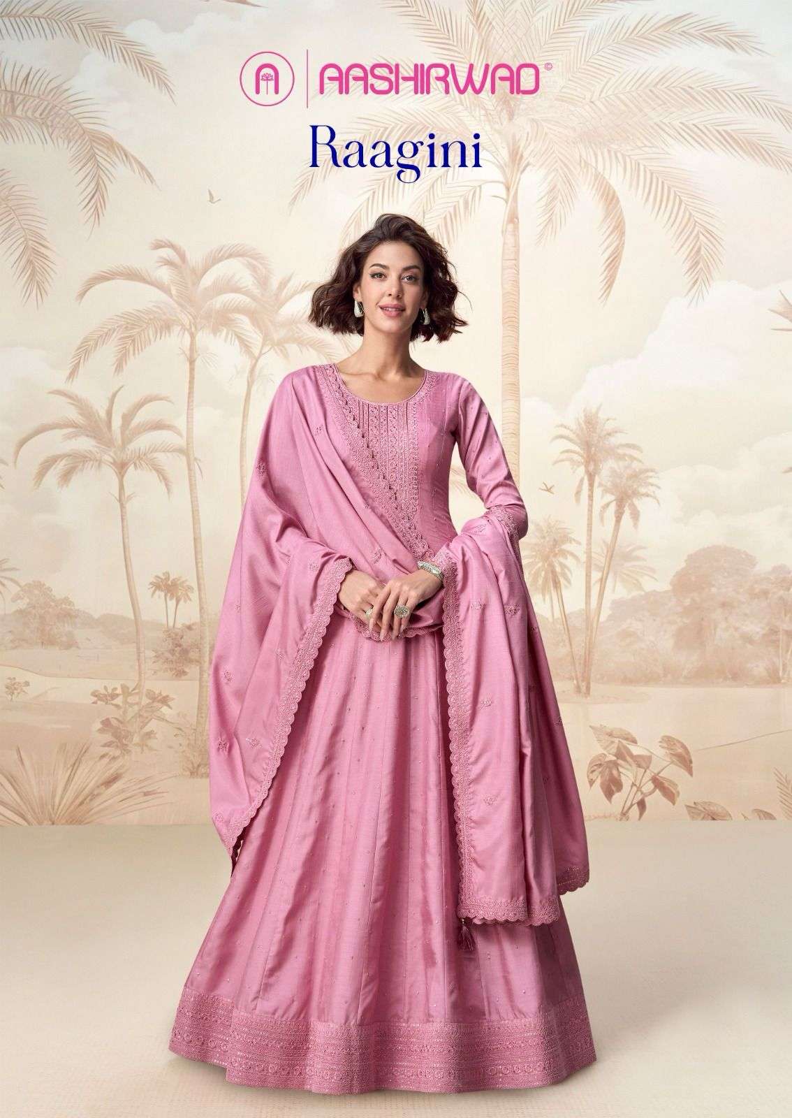 RAAGINI BY AASHIRWAD CREATION 10229 TO 10233 SERIES SILK WORK GOWN & DUPATTAS