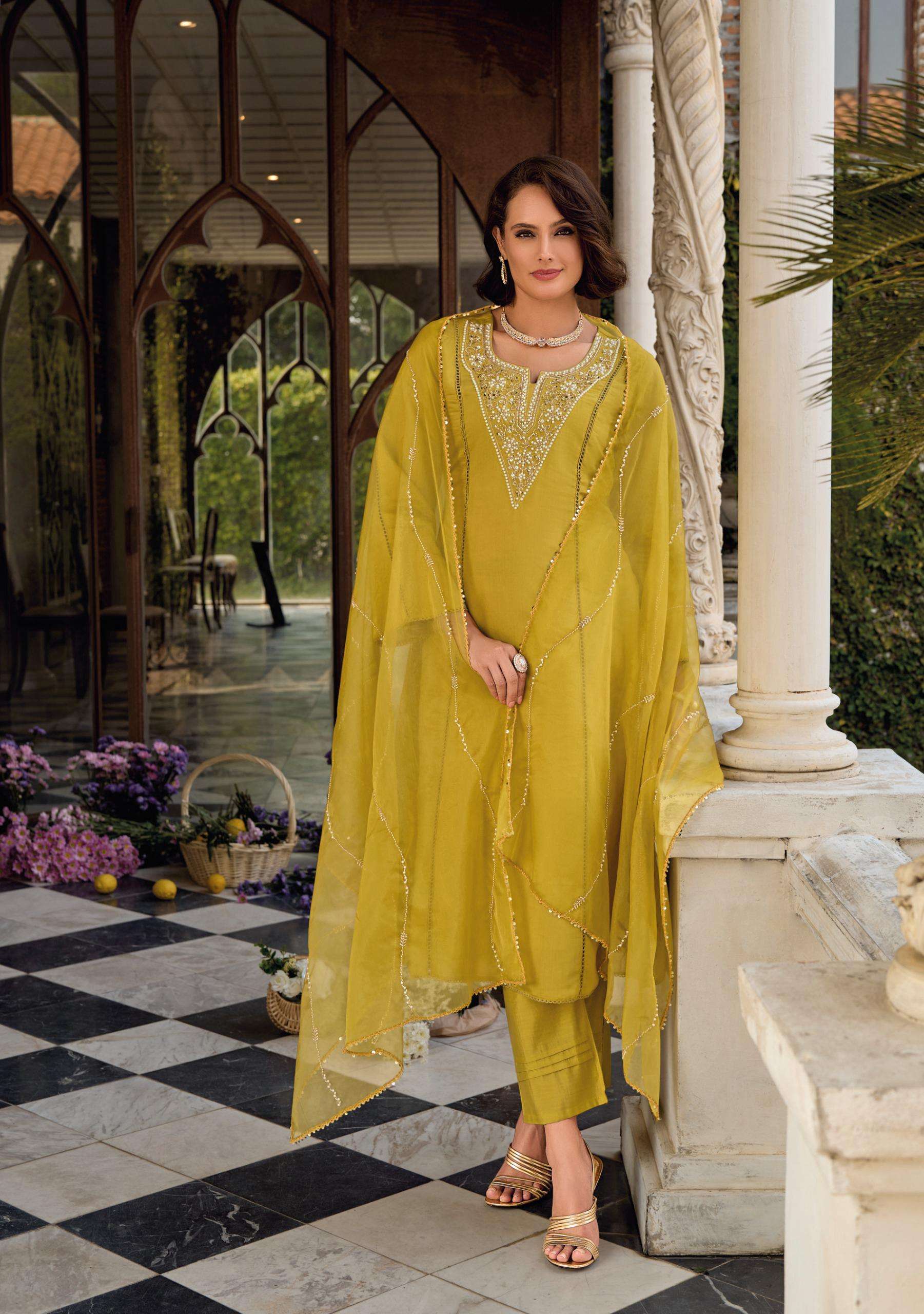 RANGEEN BY LADY LEELA 31051 TO 31054 SERIES VISCOSE SILK WORK READYMADE DRESSES
