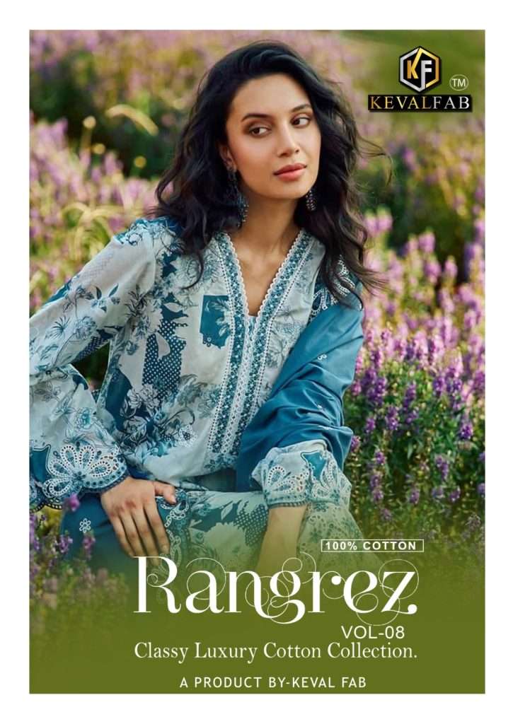 RANGREZ VOL-8 BY KEVAL FAB 8001 TO 8006 SERIES COTTON PRINT PAKISTANI DRESSES