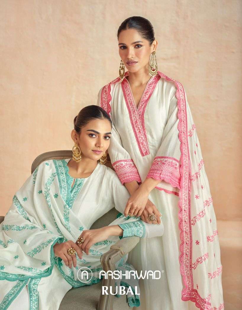 RUBAL BY AASHIRWAD CREATION 10125 TO 10127 SERIES SILK WORK READYMADE DRESSES