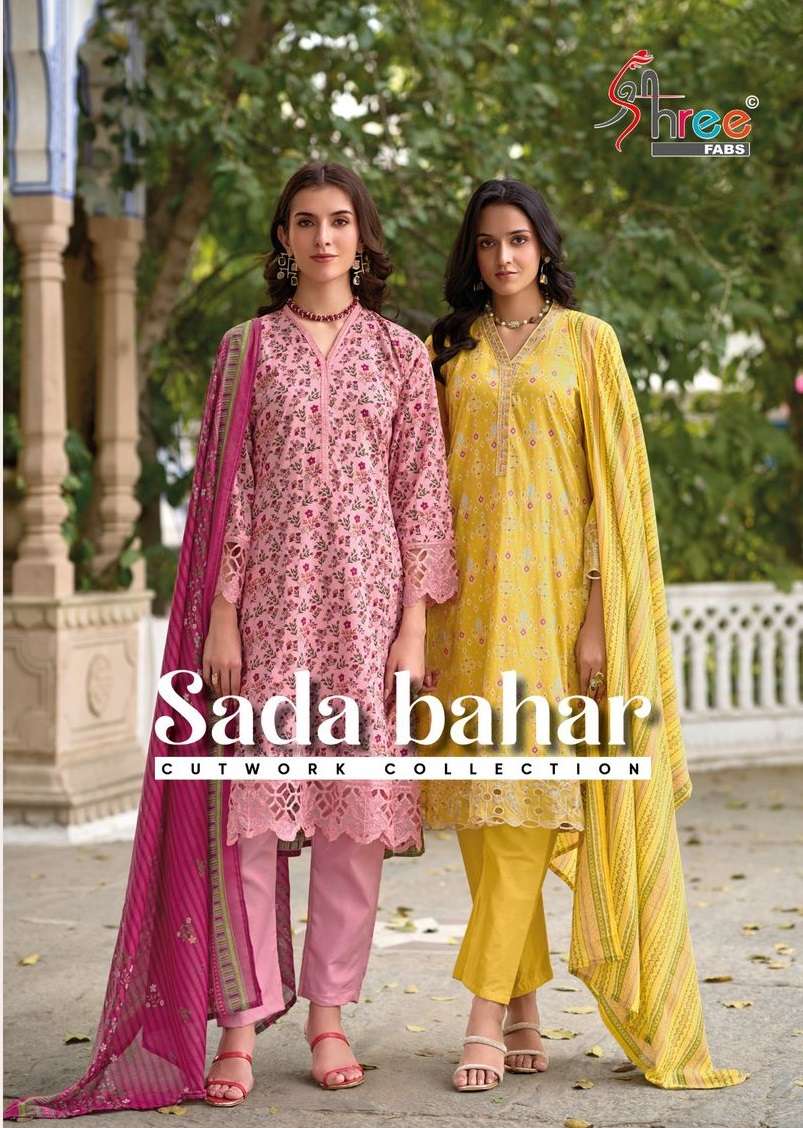 SADA BAHAR BY SHREE FABS 1001 TO 1005 SERIES COTTON WORK PAKISTANI DRESSES