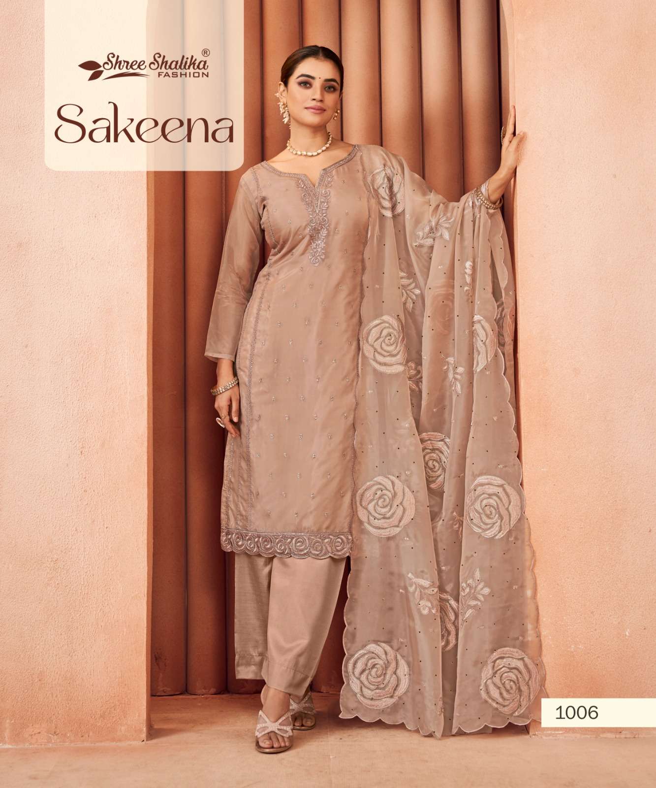 SAKEENA BY SHREE SHALIKA 1001 TO 1006 SERIES ORGANZA WORK DRESSES
