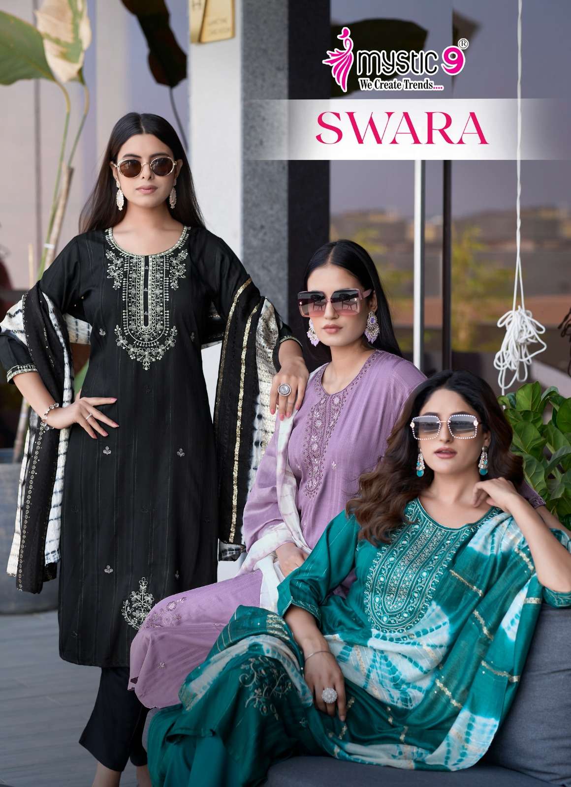 SWARA BY MYSTIC9 2001 TO 2008 SERIES RAYON EMBROIDERY WORK READYMADE DRESSES