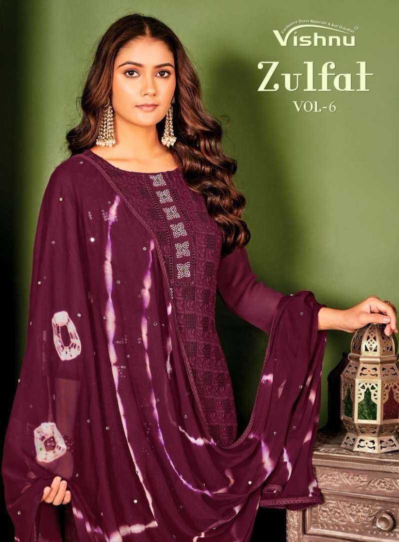 ZULFAT OL-6 BY VISHNU 16001 TO 16008 SERIES GEORGETTE WORK DRESSES