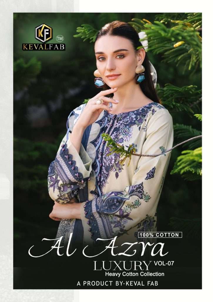 AL AZRA VOL-7 BY KEVAL FAB 7001 TO 7006 SERIES COTTON PRINT PAKISTANI DRESSES