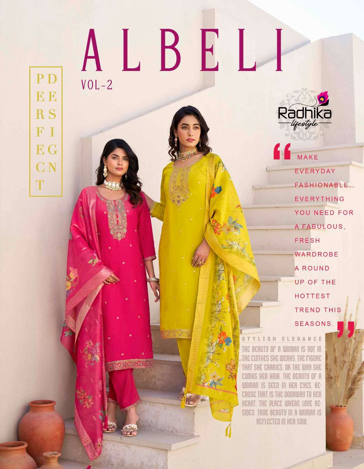 ALBELI VOL-2 BY RADHIKA LIFESTYLE SCHIMMER EMBROIDERY READYMADE DRESSES