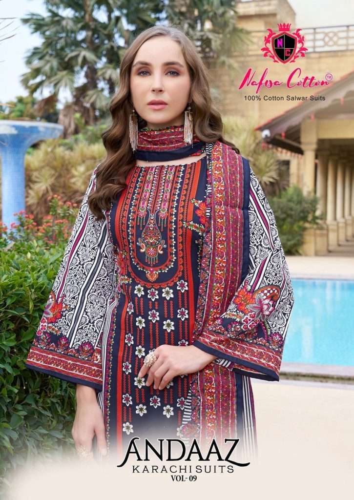 ANDAAZ KARACHI SUITS VOL-9 BY NAFISA COTTON SOFT COTTON PRINT DRESSES