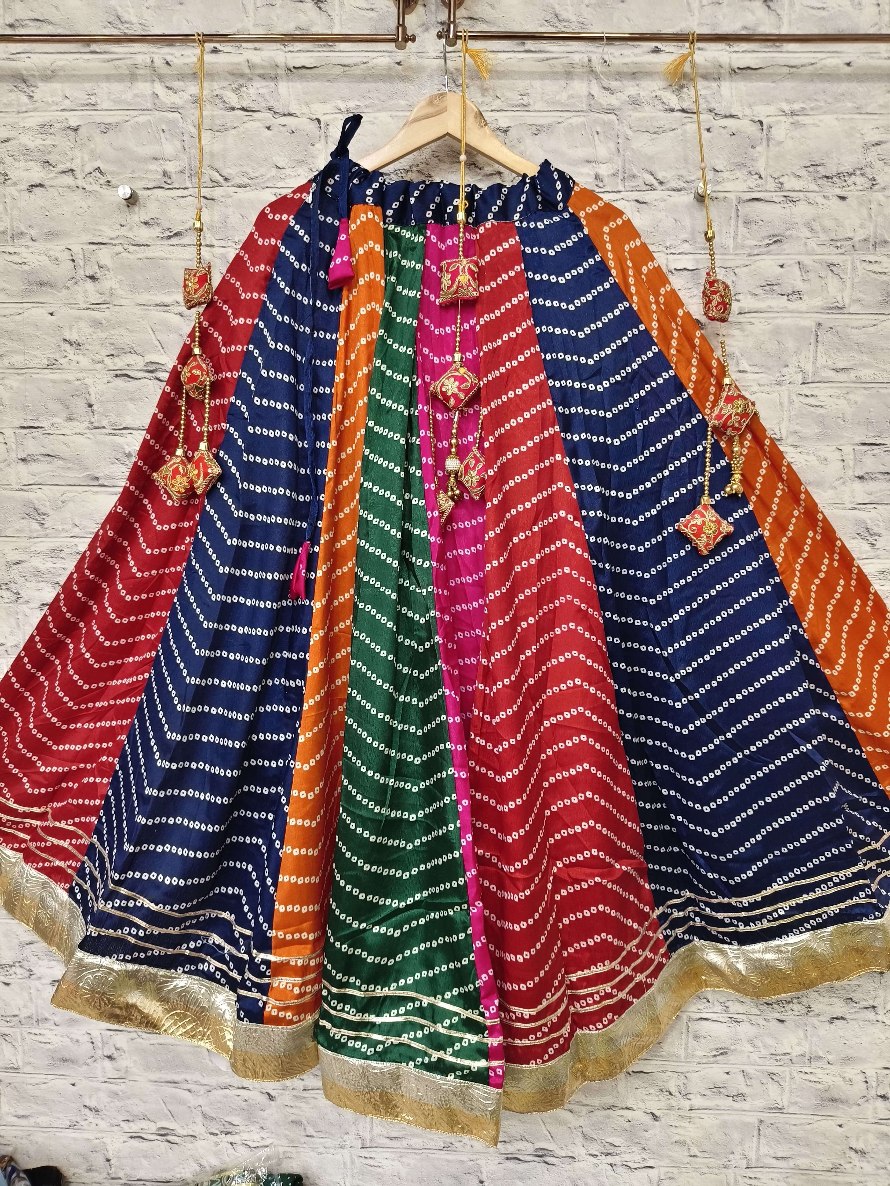 ASR-1215 COLOURS BY AQSAWHOESALE PURE TURKEY SILK BANDHANI PRINT SKIRTS