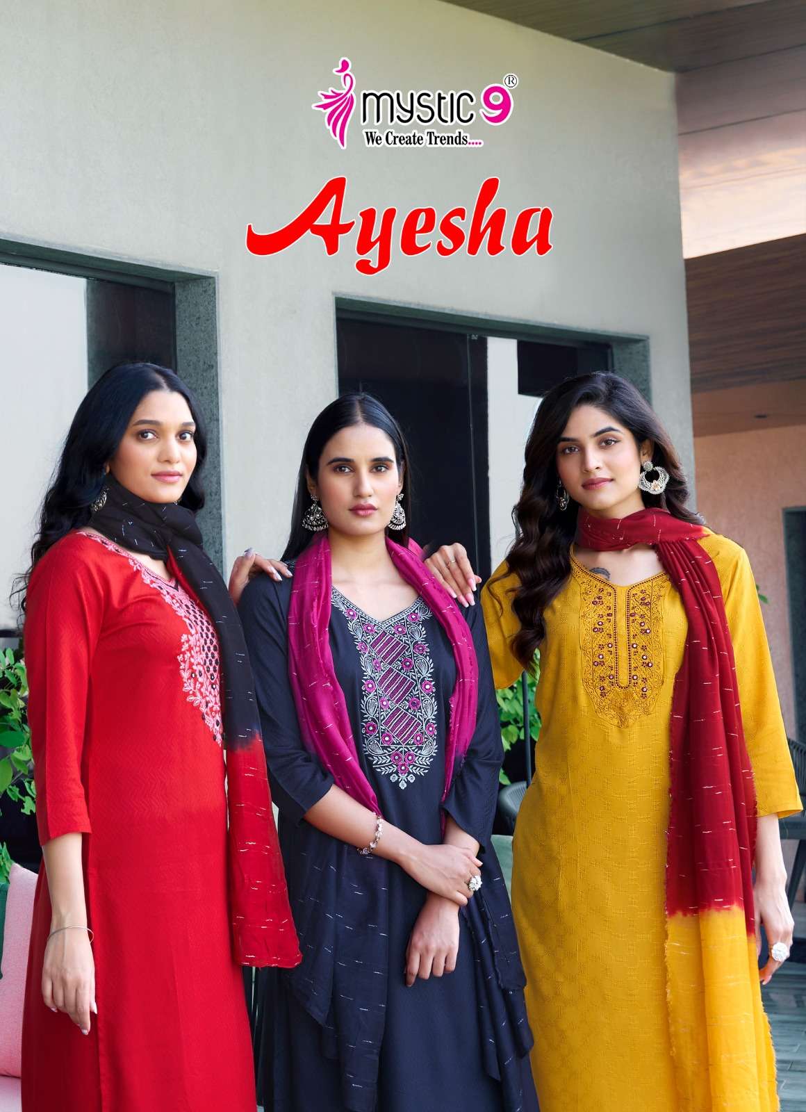 AYESHA BY MYSTIC9 1001 TO 1007 SERIES RAYON WORK READYMADE DRESSES