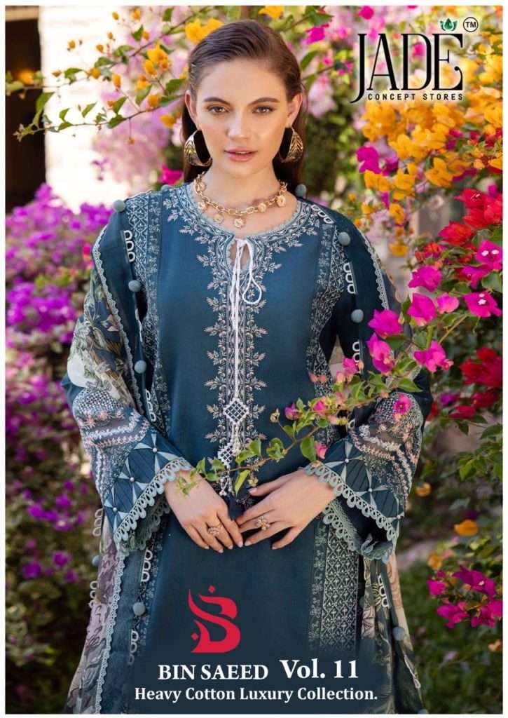 BIN SAEED VOL-11 BY JADE 1101 TO 1106 SERIES HEAVY LAWN COTTON PRINT DRESSES