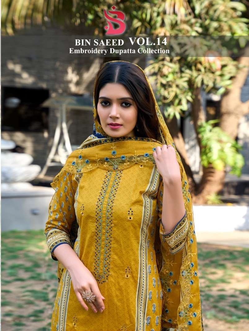 BIN SAEED VOL-14 BY SHRADDHA DESIGNER PURE COTTON EMBROIDERY WORK DRESSES