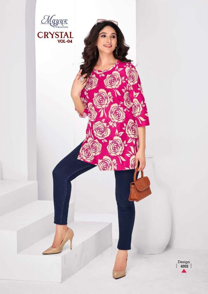 CRYSTAL VOL-4 BY MAYUR CREATION 4001 TO 4012 SERIES COTTON PRINT TUNICS