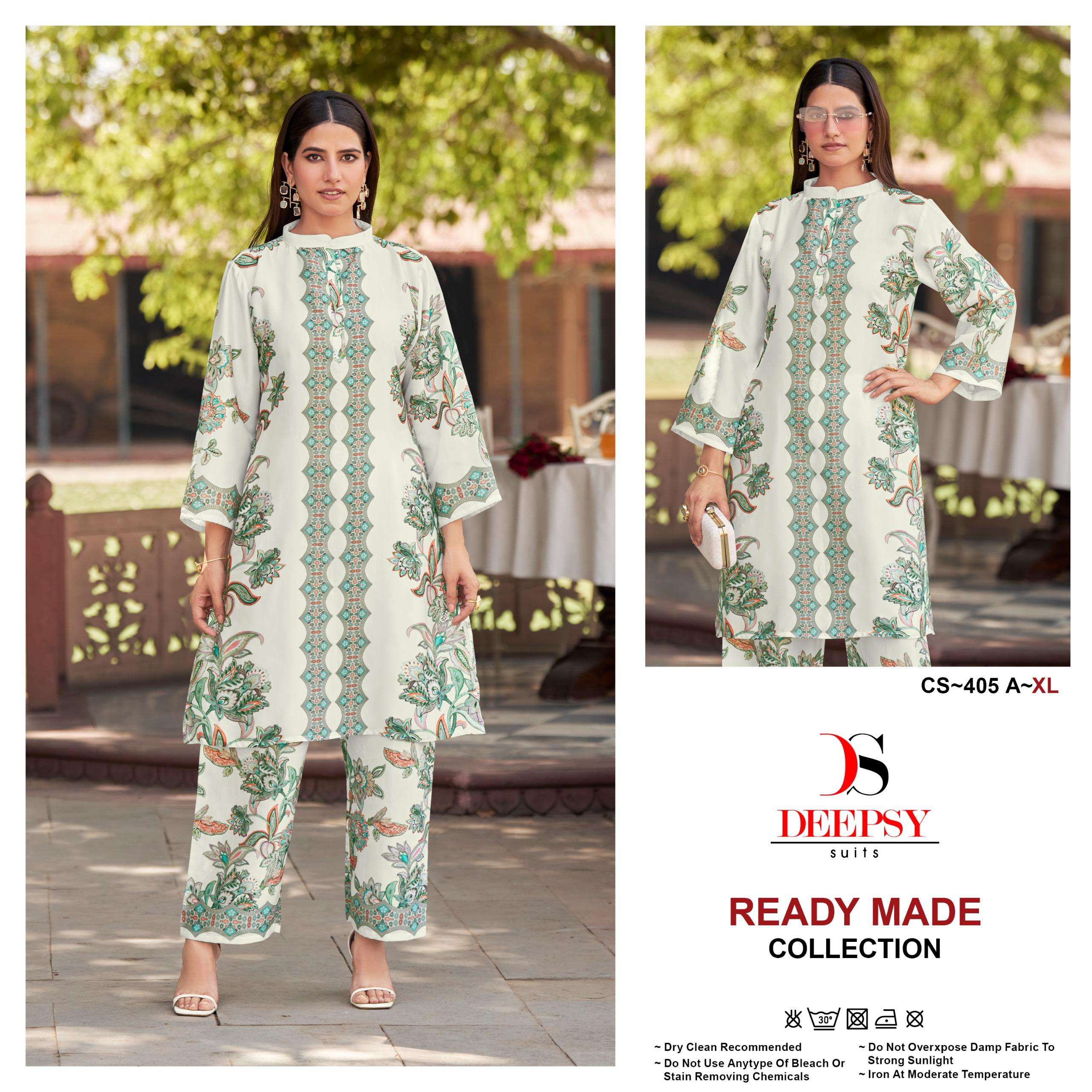CS-405 COLOURS BY DEEPSY SUITS 405-A TO 405-D SERIES SATIN PRINT CO-ORD SET